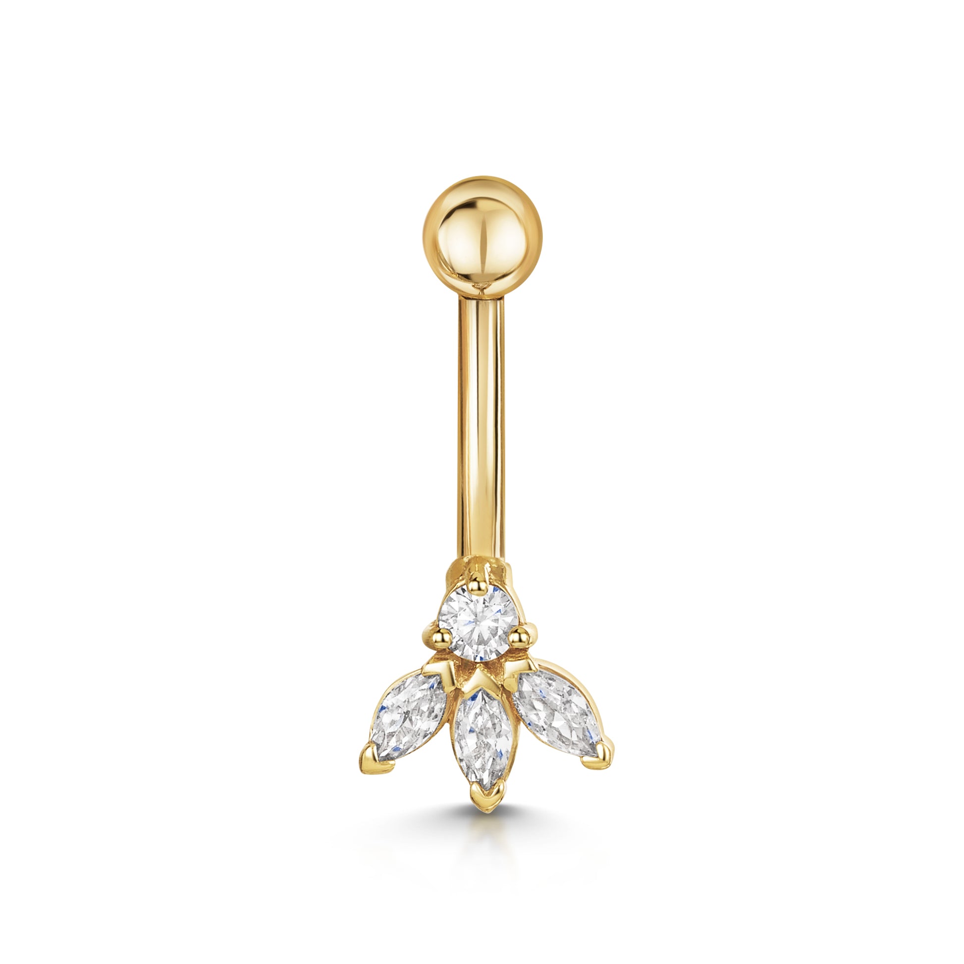 9k solid yellow gold Lotus Flower banana bar Banana Bars Laura Bond Maria Tash astrid miyu