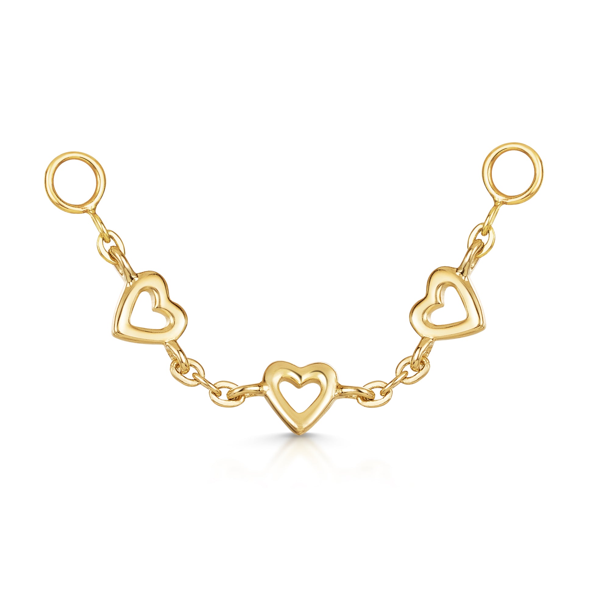 9k solid yellow gold love heart earring chain Chains and Charms Laura Bond Maria Tash astrid miyu