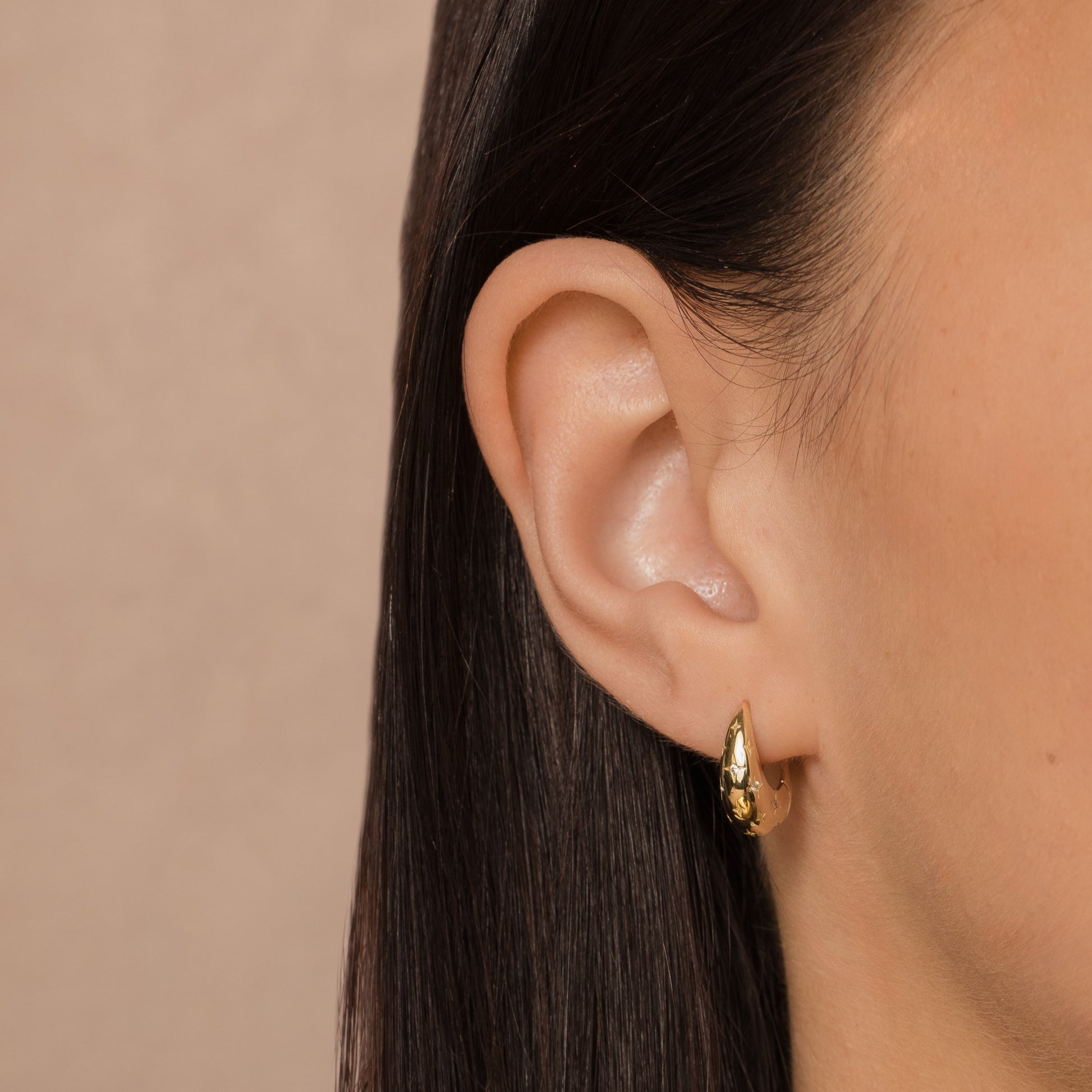 9k solid yellow gold nuit étoilée Domed huggie earring pair Earring Pairs Laura Bond Maria Tash