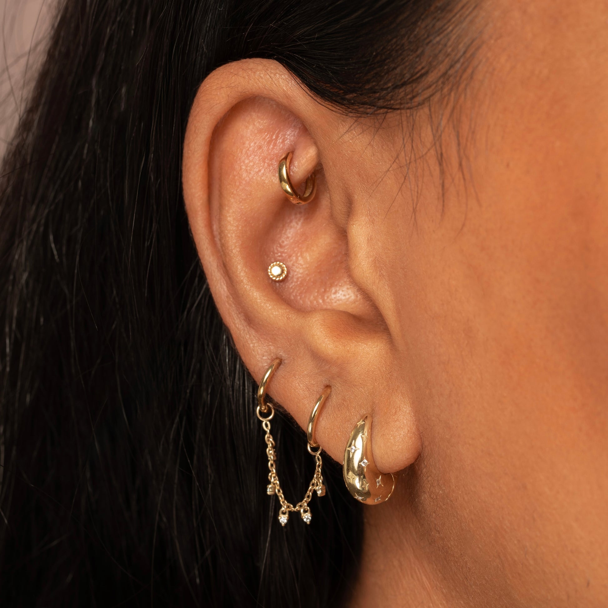 9k solid yellow gold nuit étoilée Domed huggie earring pair Earring Pairs Laura Bond Maria Tash