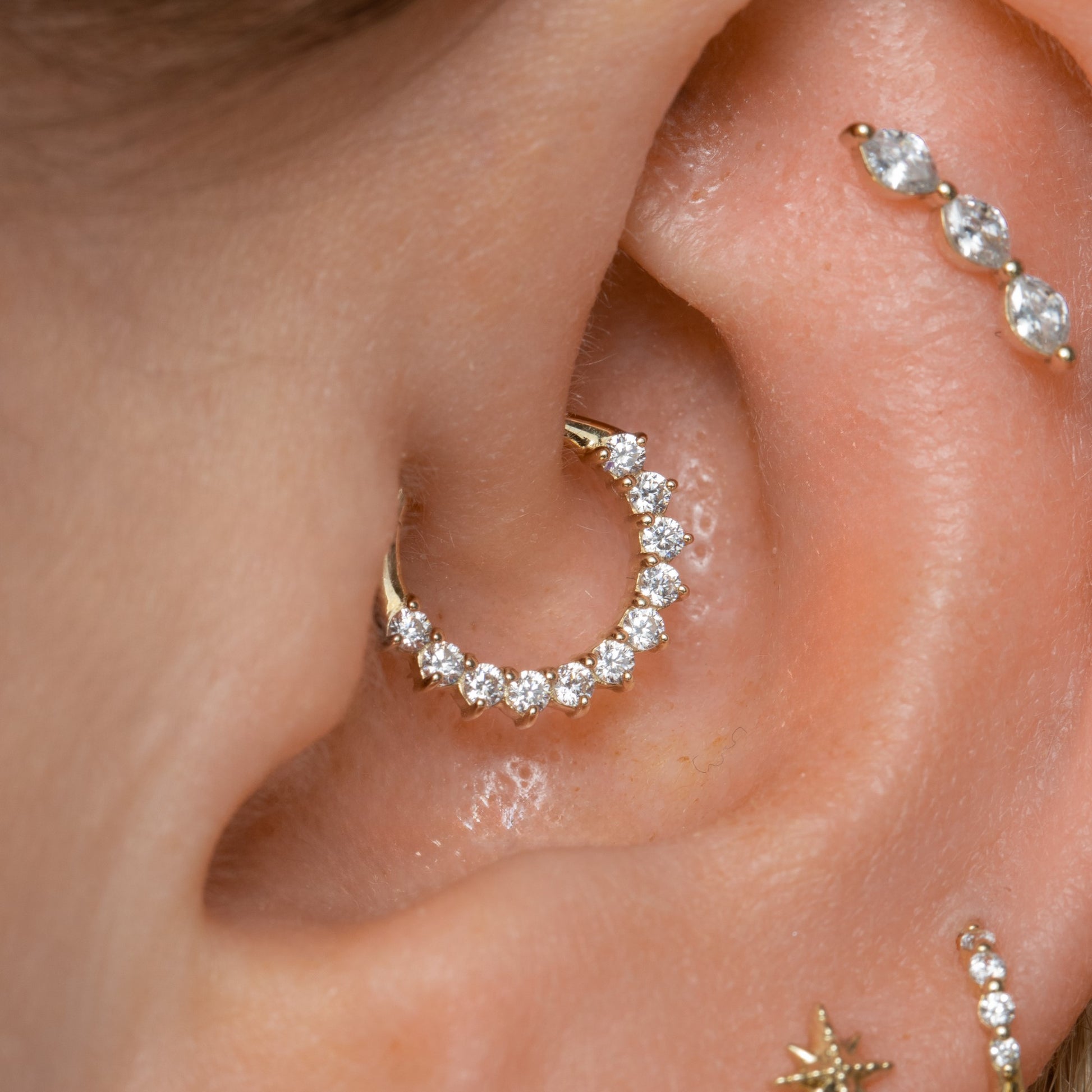9k solid yellow gold Sophie hoop for daith and septum Huggies and Hoops Laura Bond Maria Tash