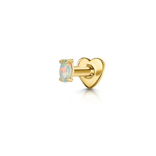 9k solid yellow gold tiny oval opal flat back labret stud earring Cartilage Studs Laura Bond Maria Tash