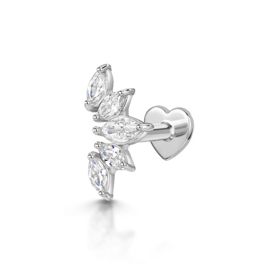 9k solid white gold tiara flat back labret stud earring 6mm Cartilage Studs Laura Bond Maria Tash astrid miyu