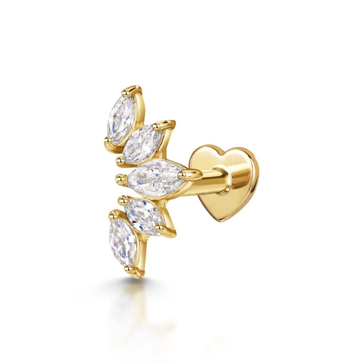 9k solid yellow gold tiara flat back labret stud earring 6mm Cartilage Studs Laura Bond Maria Tash astrid miyu