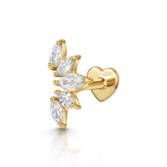 9k solid yellow gold tiara flat back labret stud earring 6mm Cartilage Studs Laura Bond Maria Tash astrid miyu