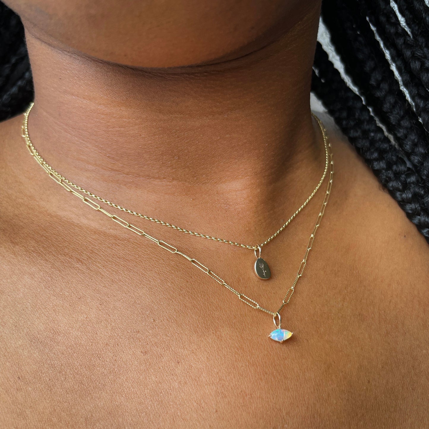 9k solid yellow gold tiny birth flower pebble necklace pendant