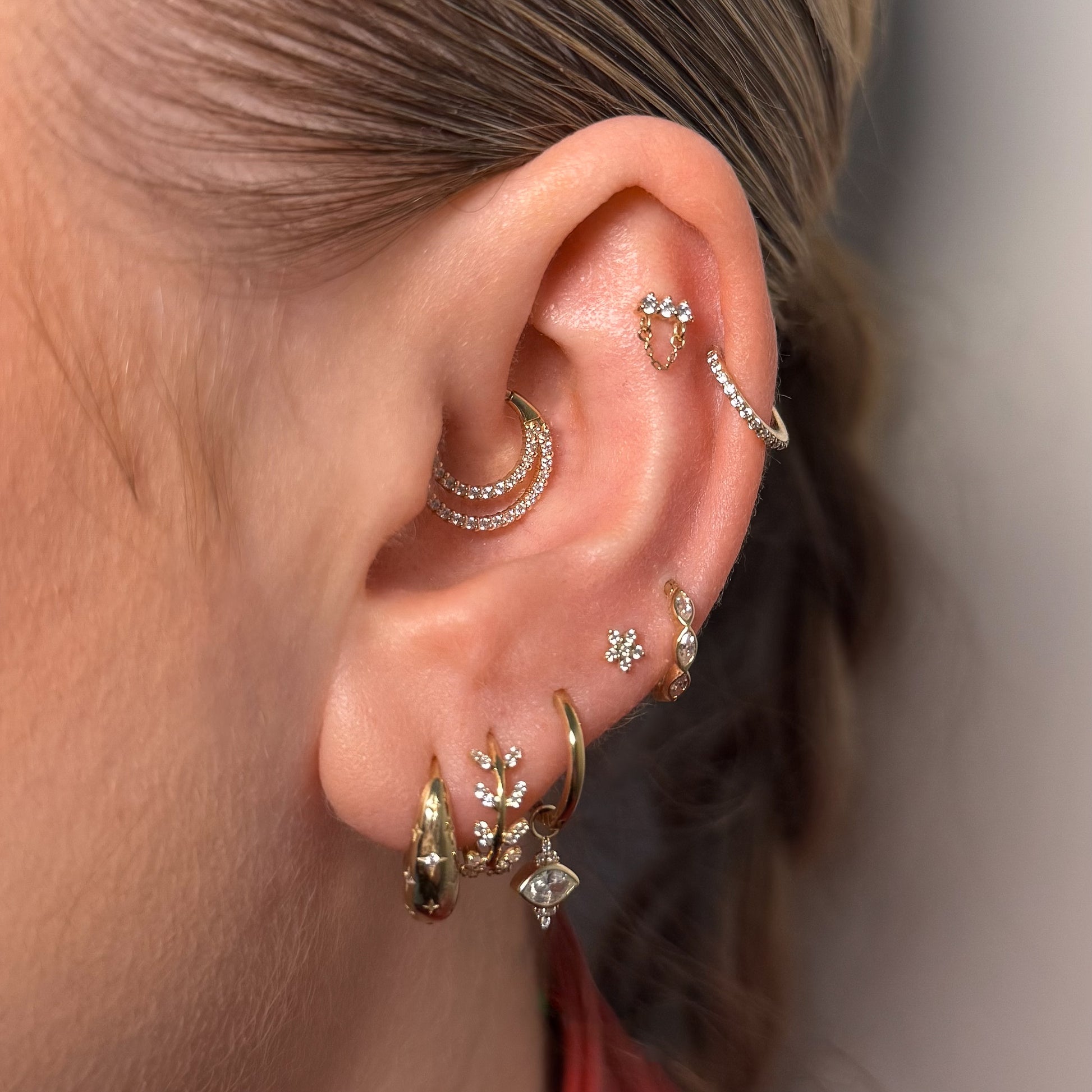Charmed by Laura Bond - 9k solid yellow gold trio marquise earring charm Chains and Charms Laura Bond Maria Tash astrid miyu