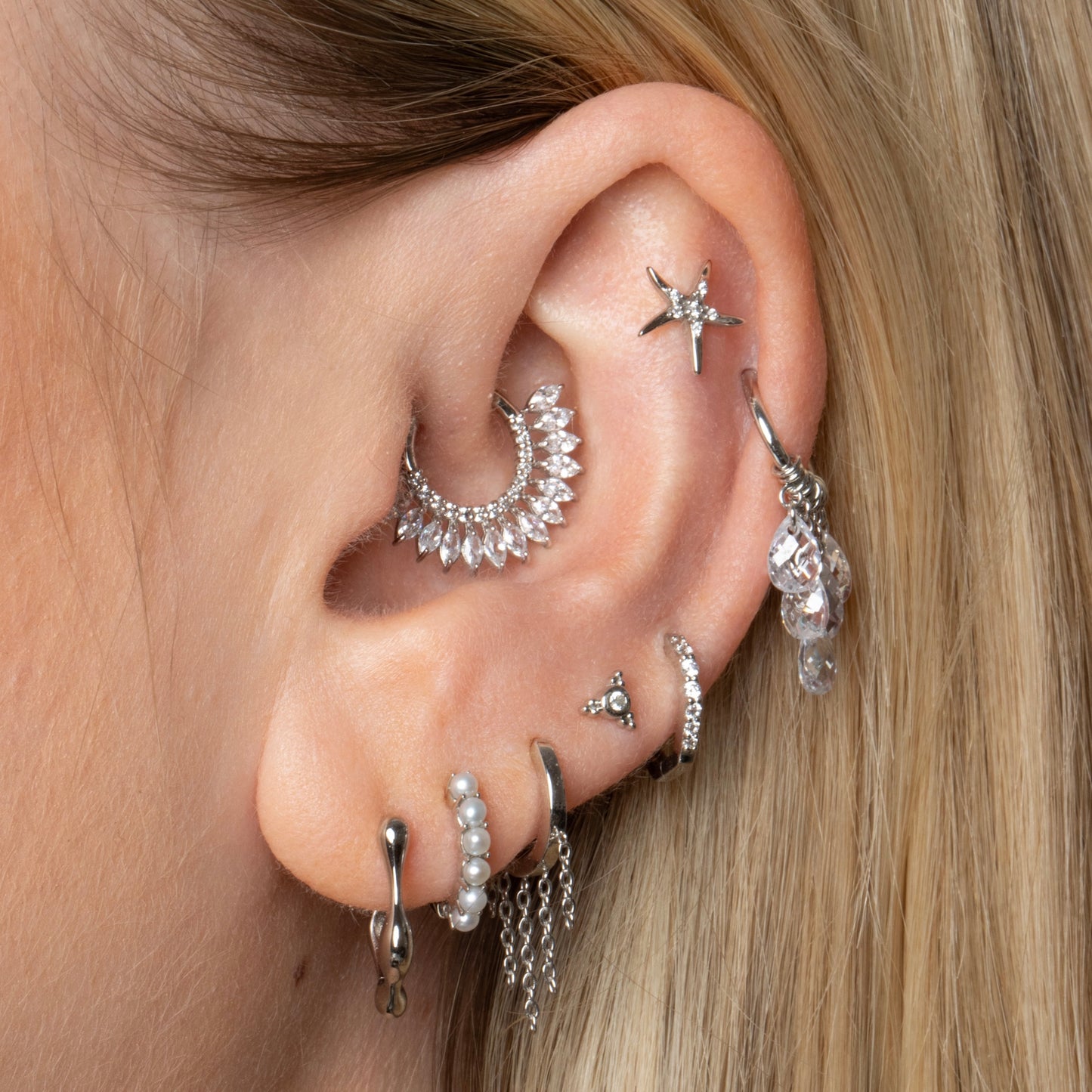 9k solid white gold Starfish flat back labret stud earring Laura Bond Maria Tash astrid miyu