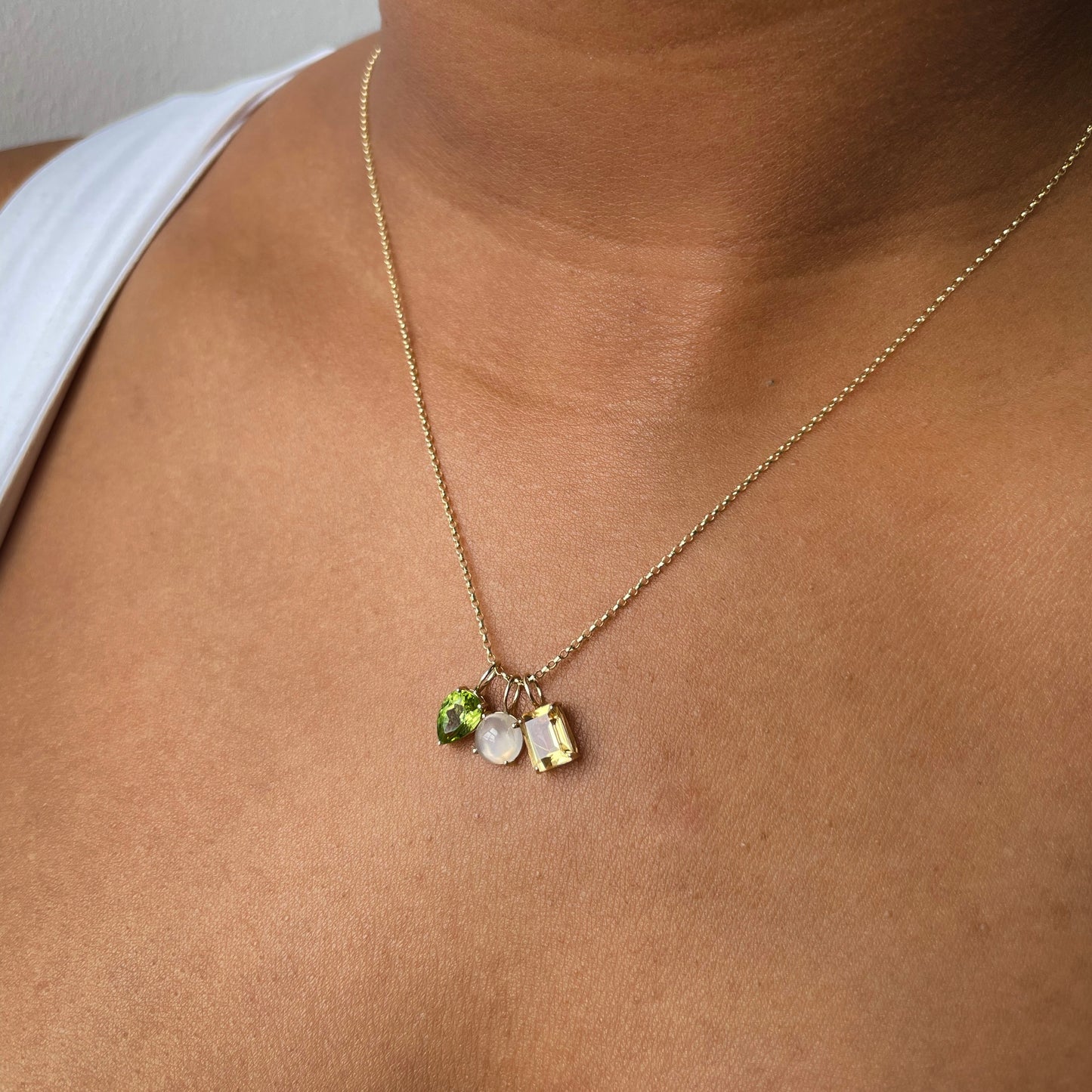 9k solid yellow gold birth stone necklace pendant