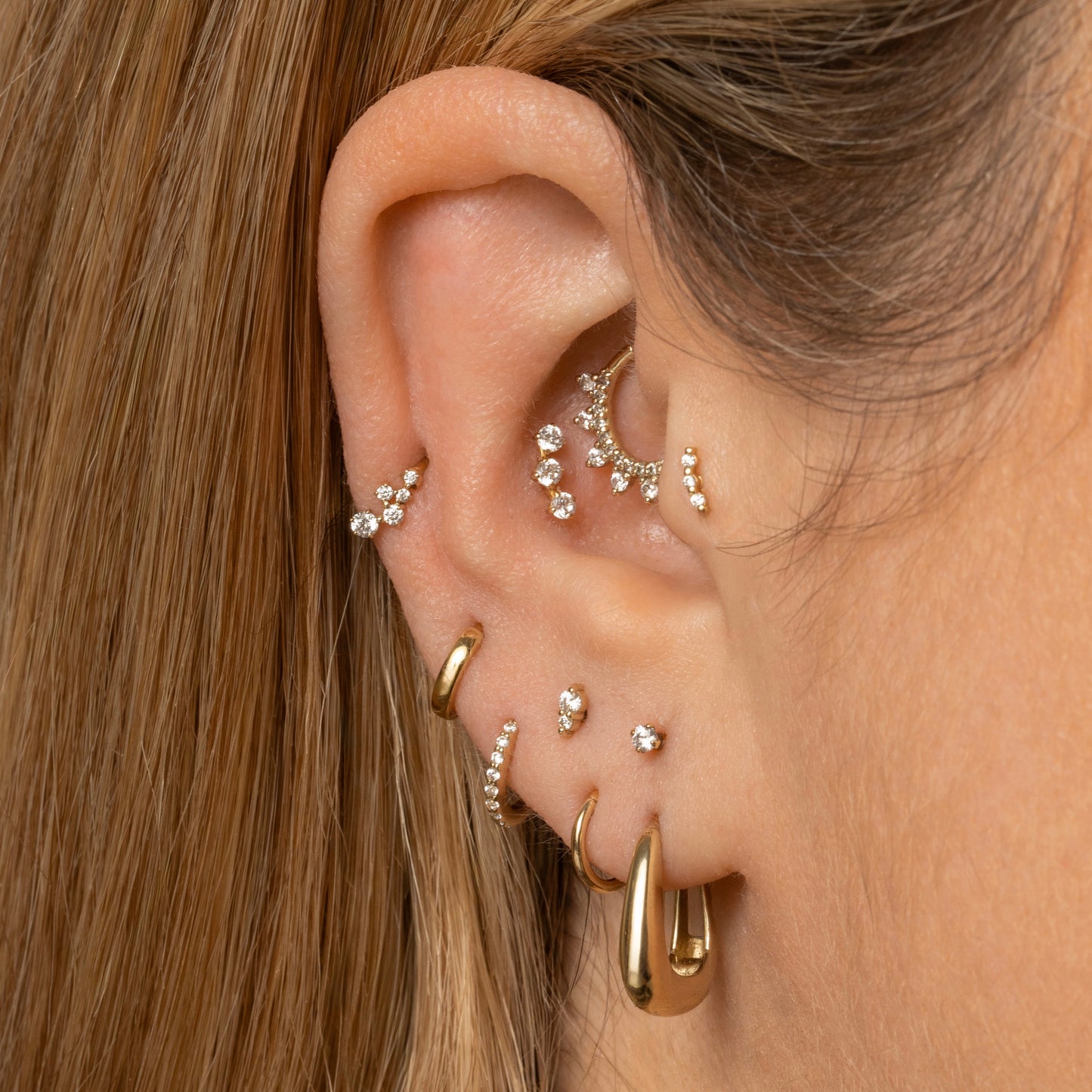 9k solid yellow gold constellation mini huggie earring Huggies and Hoops Laura Bond Maria Tash astrid miyu