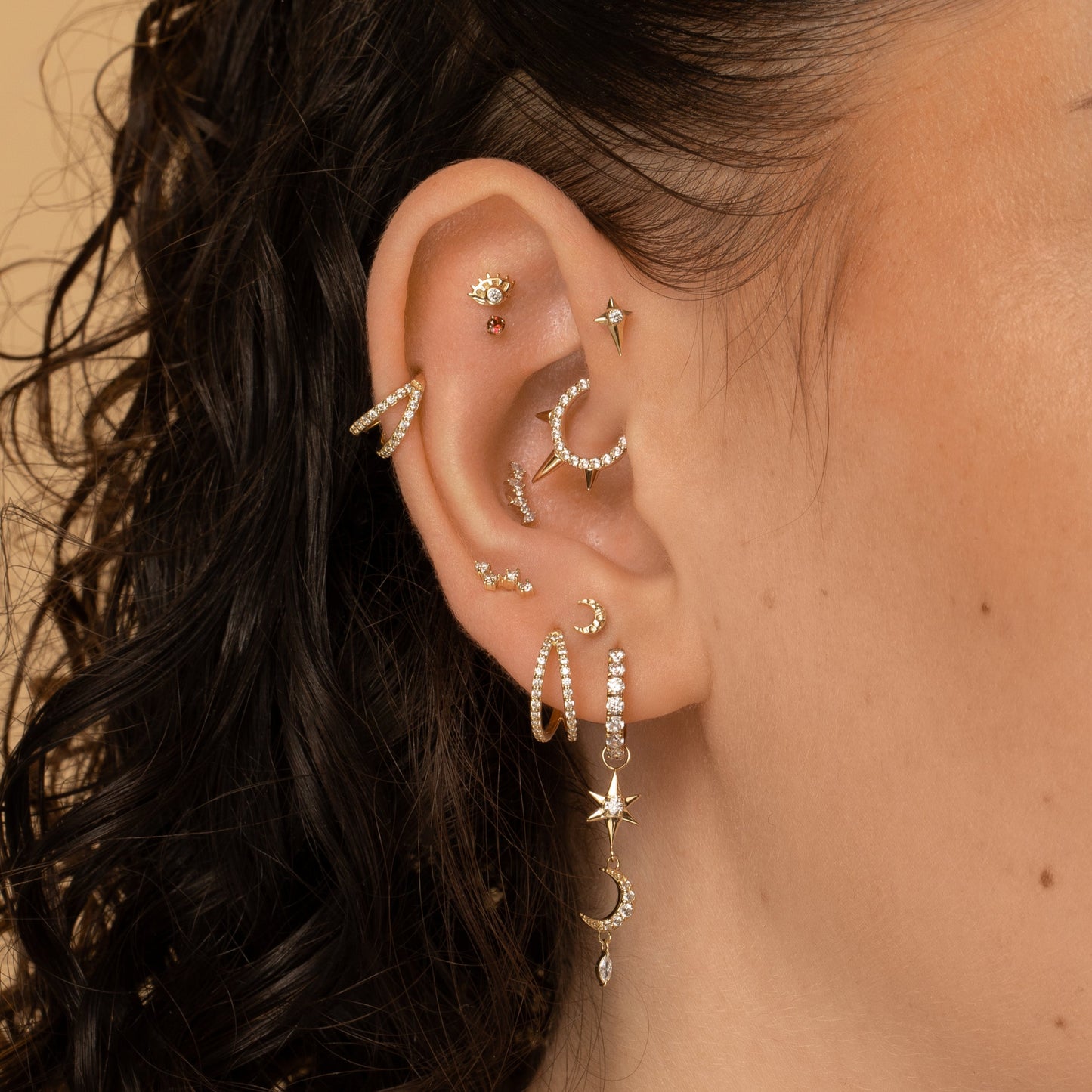 9k solid yellow gold 10mm Vespera huggie hoop earring pair