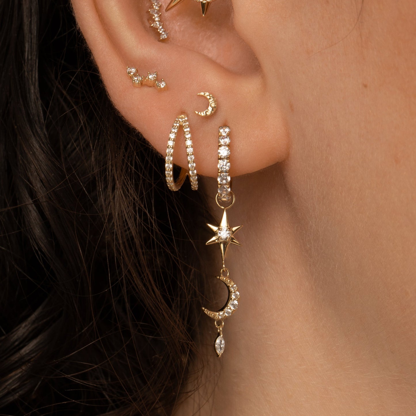 9k solid yellow gold 10mm Vespera huggie hoop earring pair