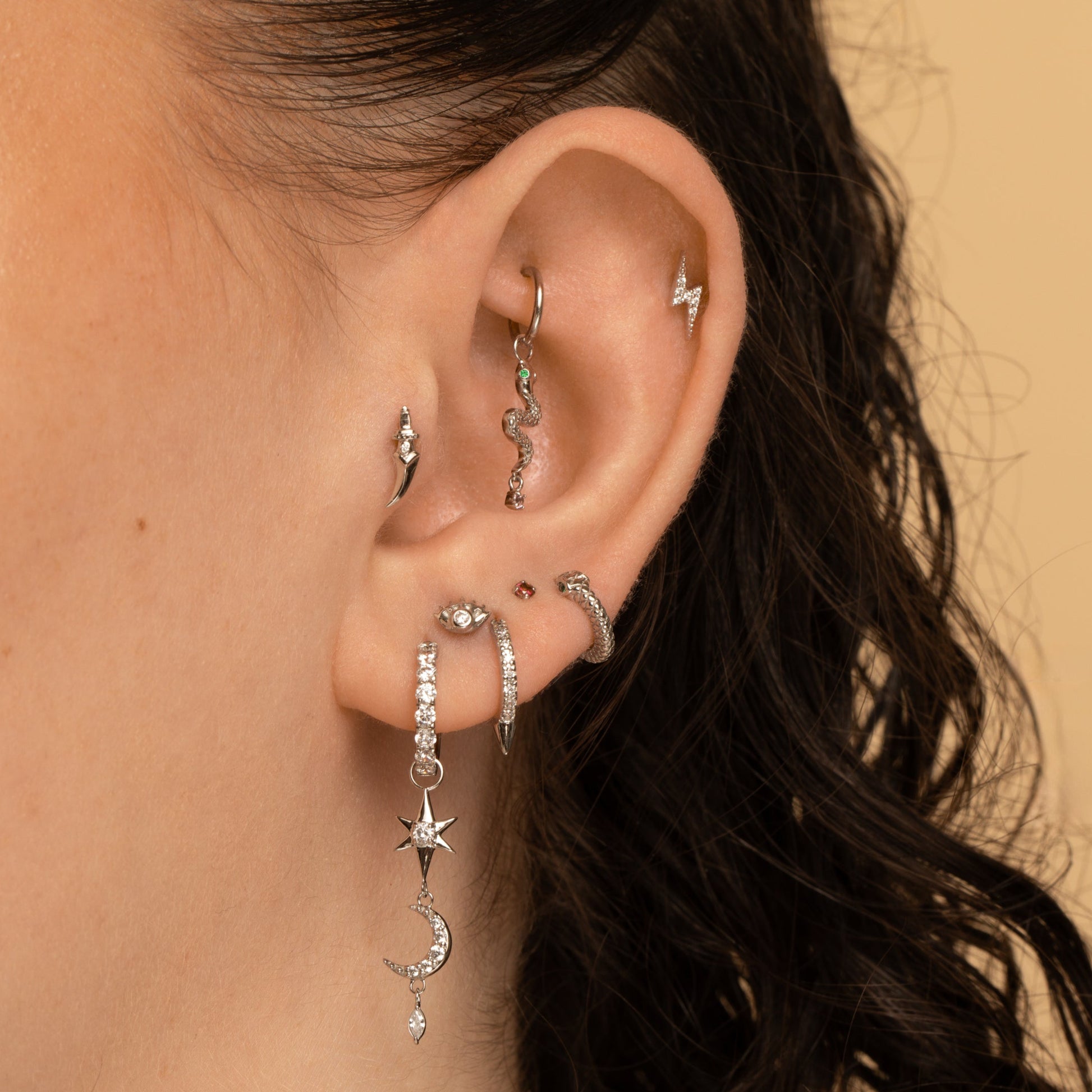 astrid miyu The starlight stacking set - 9k solid white gold flat back labret stud earring set Stacking Sets Laura Bond