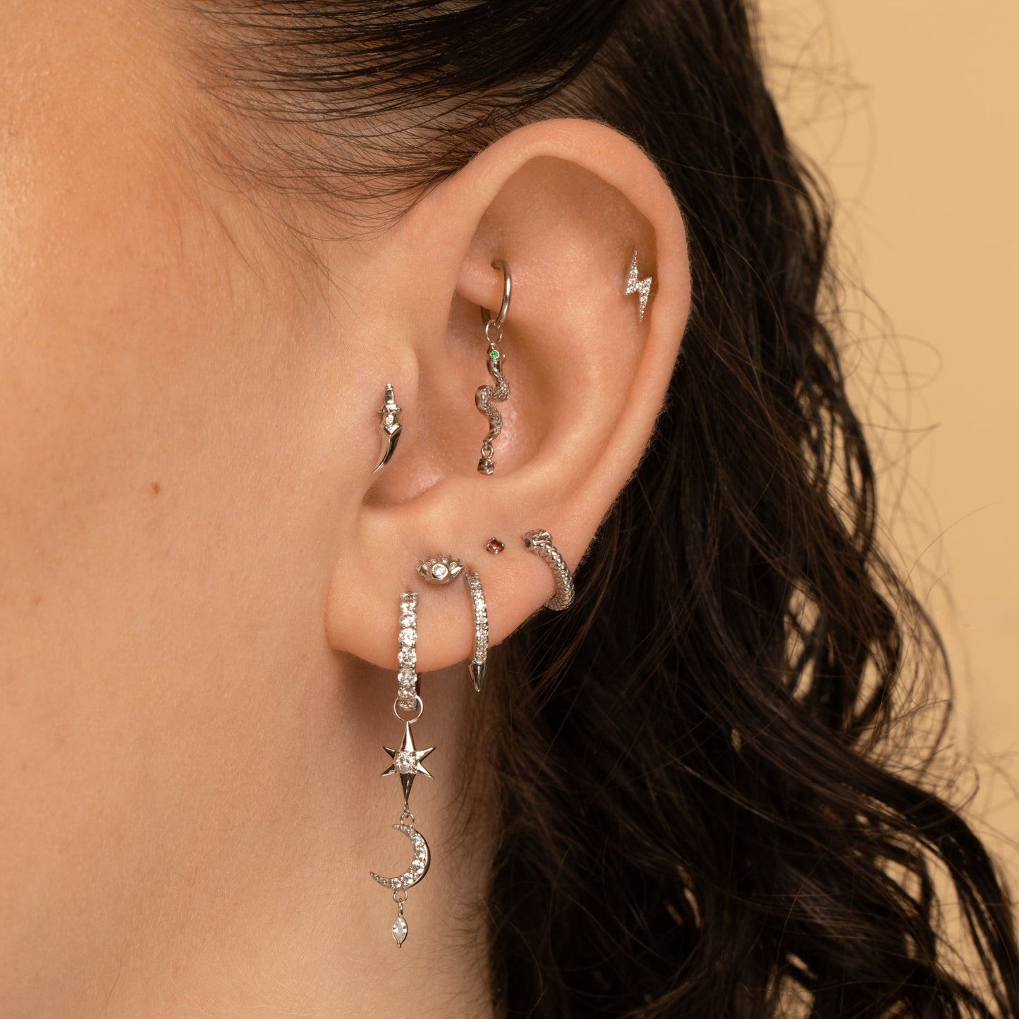 9k solid white gold 10mm Vespera huggie hoop earring pair