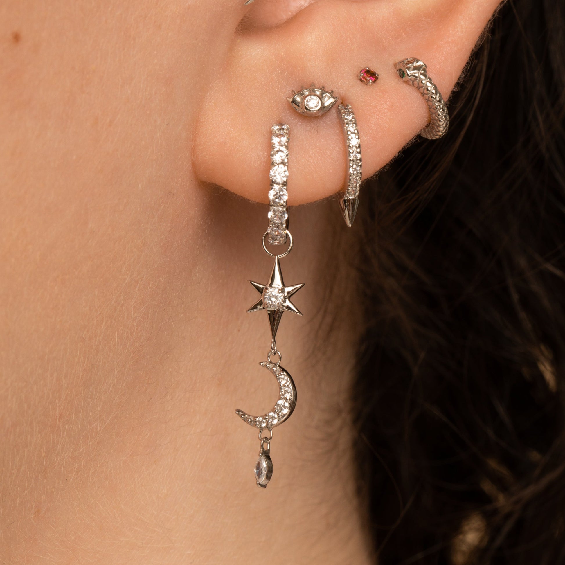 astrid miyu 9k solid white gold Night Beam drop earring charm Chains and Charms Laura Bond