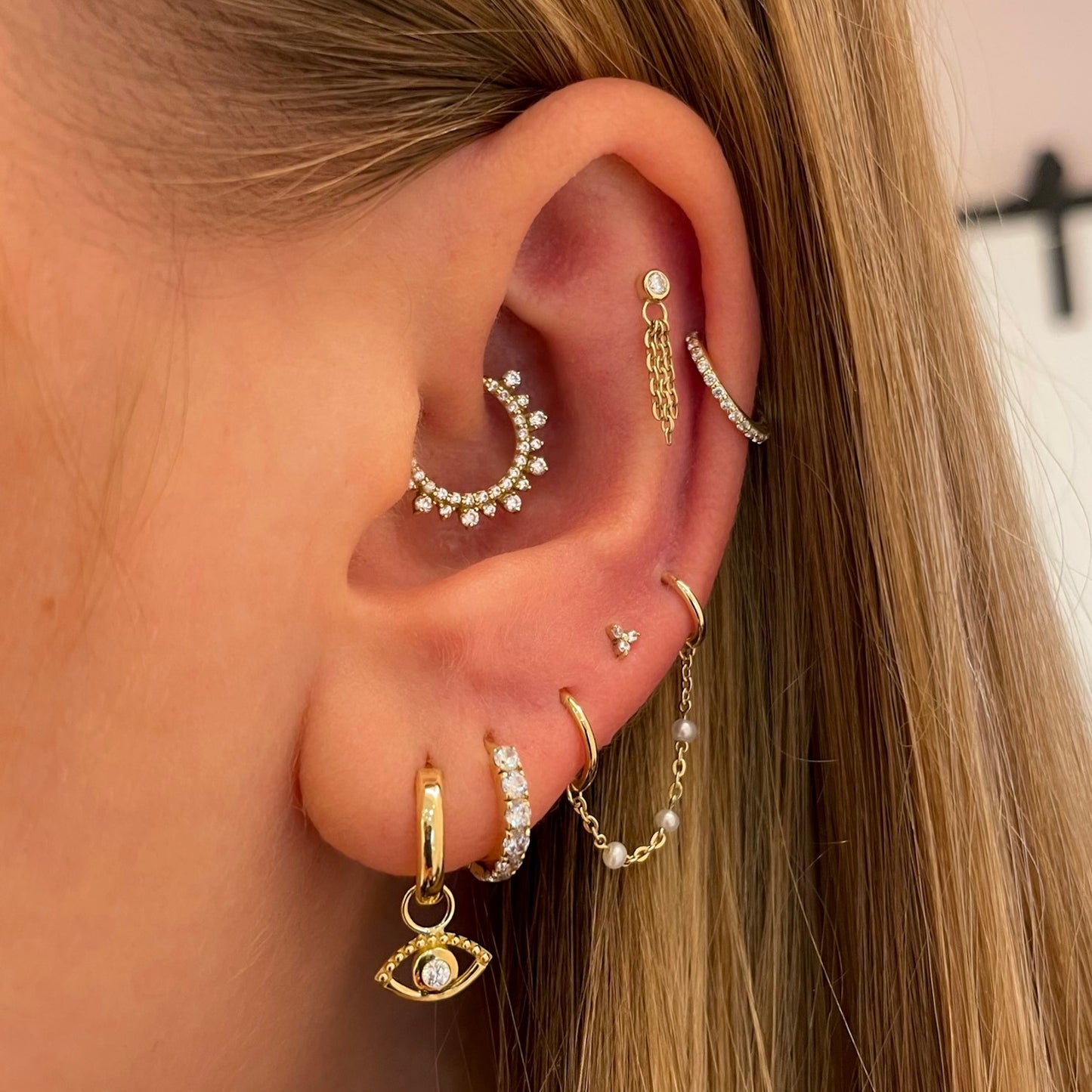 9k solid yellow gold 5mm 18g clicker hoop earring Huggies and Hoops Laura Bond Maria Tash