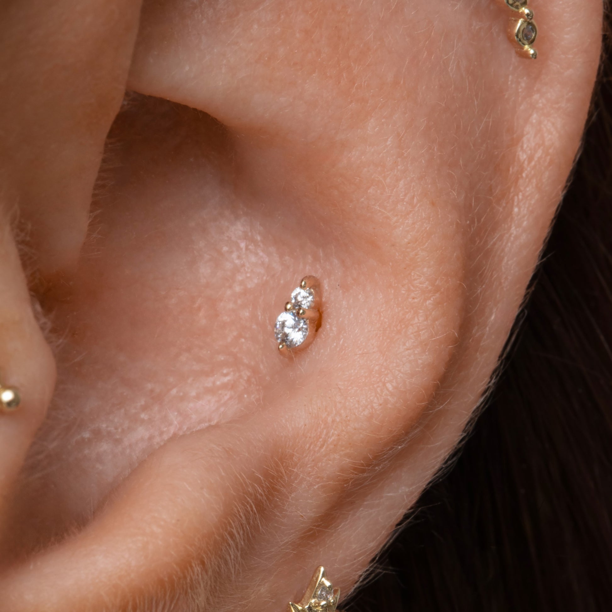 astrid miyu The Elara stacking set - 9k solid yellow gold flat back labret stud earring set Stacking Sets Laura Bond