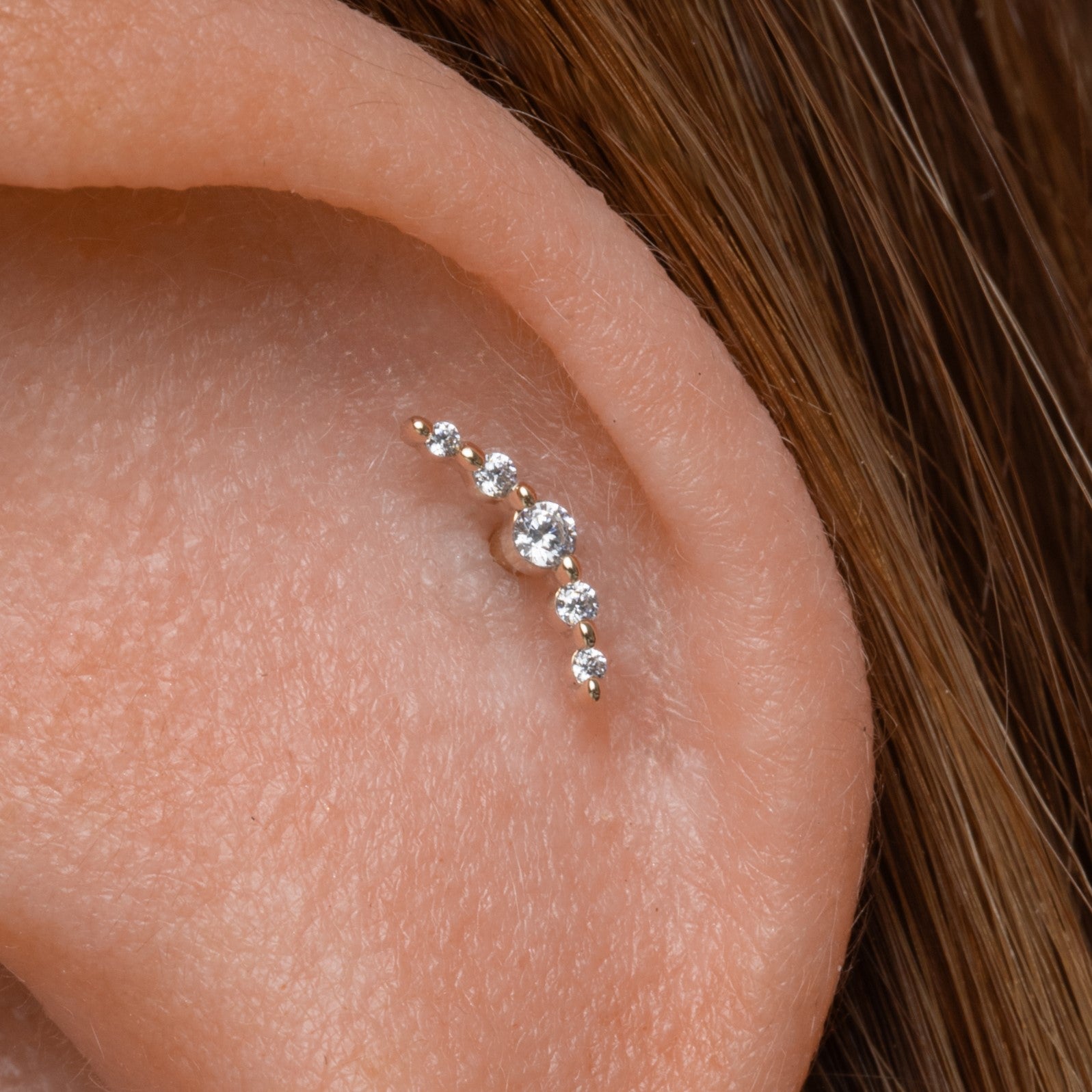 9k solid yellow gold Solstice flat back labret stud earring 6mm Cartilage Studs Laura Bond Maria Tash astrid miyu