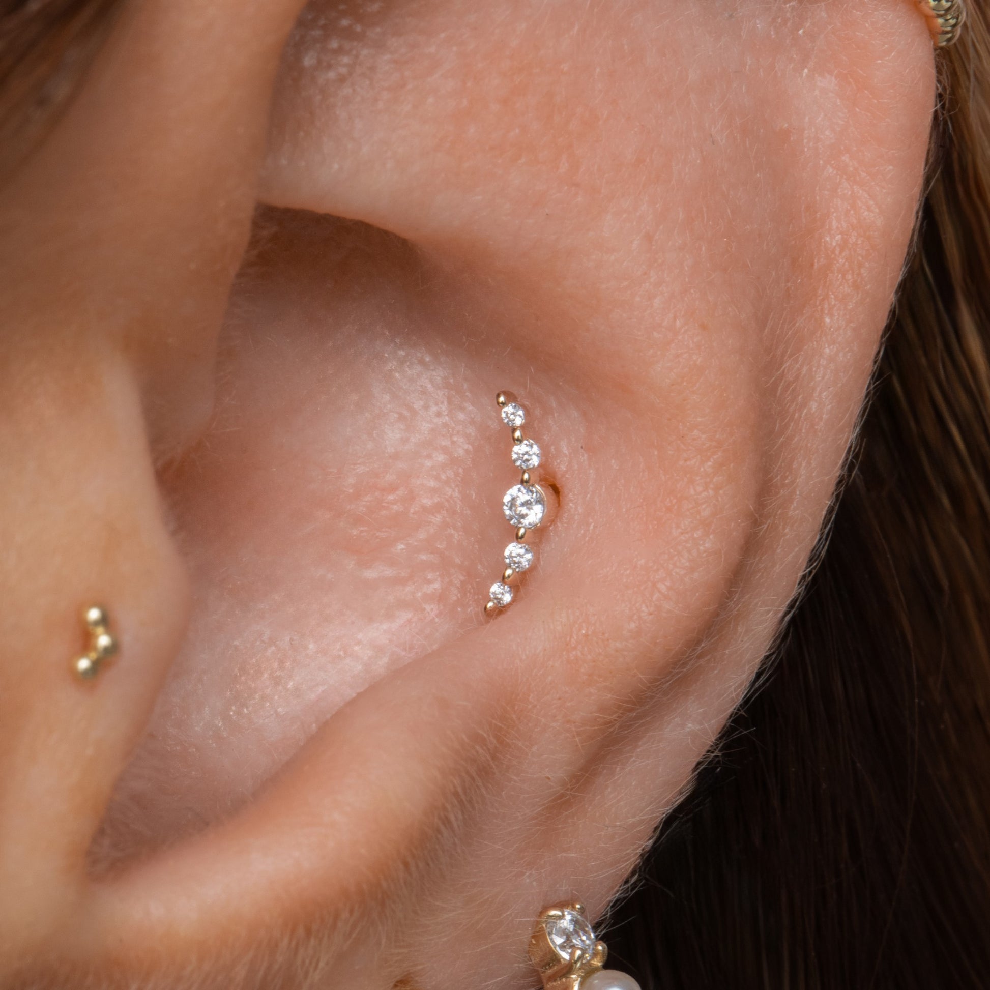 9k solid yellow gold Solstice flat back labret stud earring 6mm Cartilage Studs Laura Bond Maria Tash astrid miyu