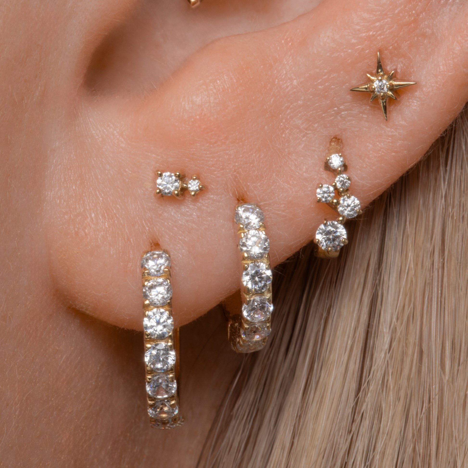 9k solid yellow gold constellation mini huggie earring Huggies and Hoops Laura Bond Maria Tash astrid miyu