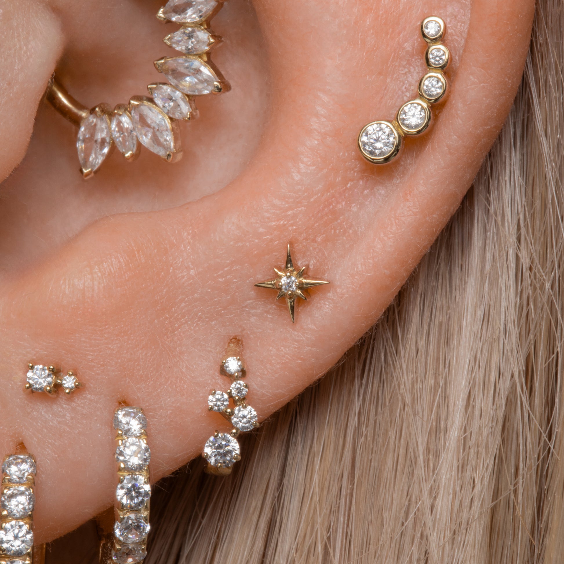 astrid miyu The twilight stacking set - 9k solid yellow gold flat back labret stud earring set Stacking Sets Laura Bond