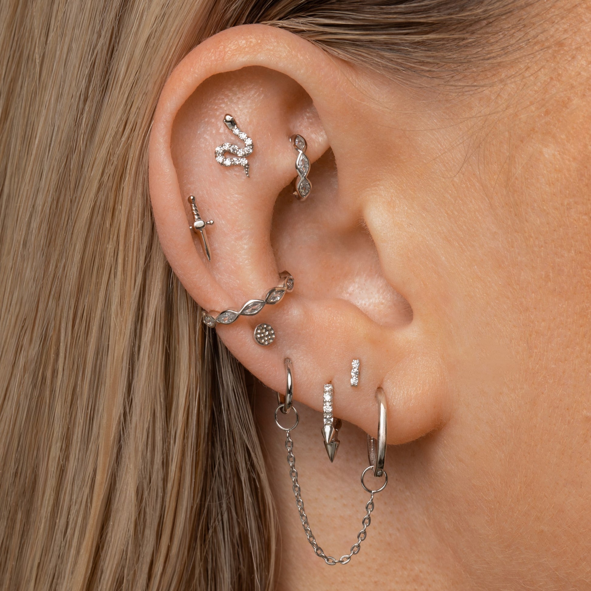 Ear Piercing Small 14k White Gold Hoop Earrings For Cartilage 9k