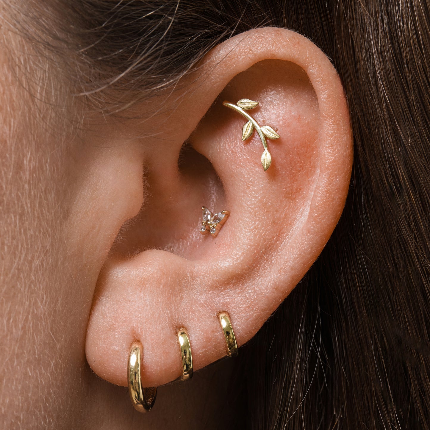 9k solid yellow gold simple huggie earring Huggies and Hoops Laura Bond Maria Tash