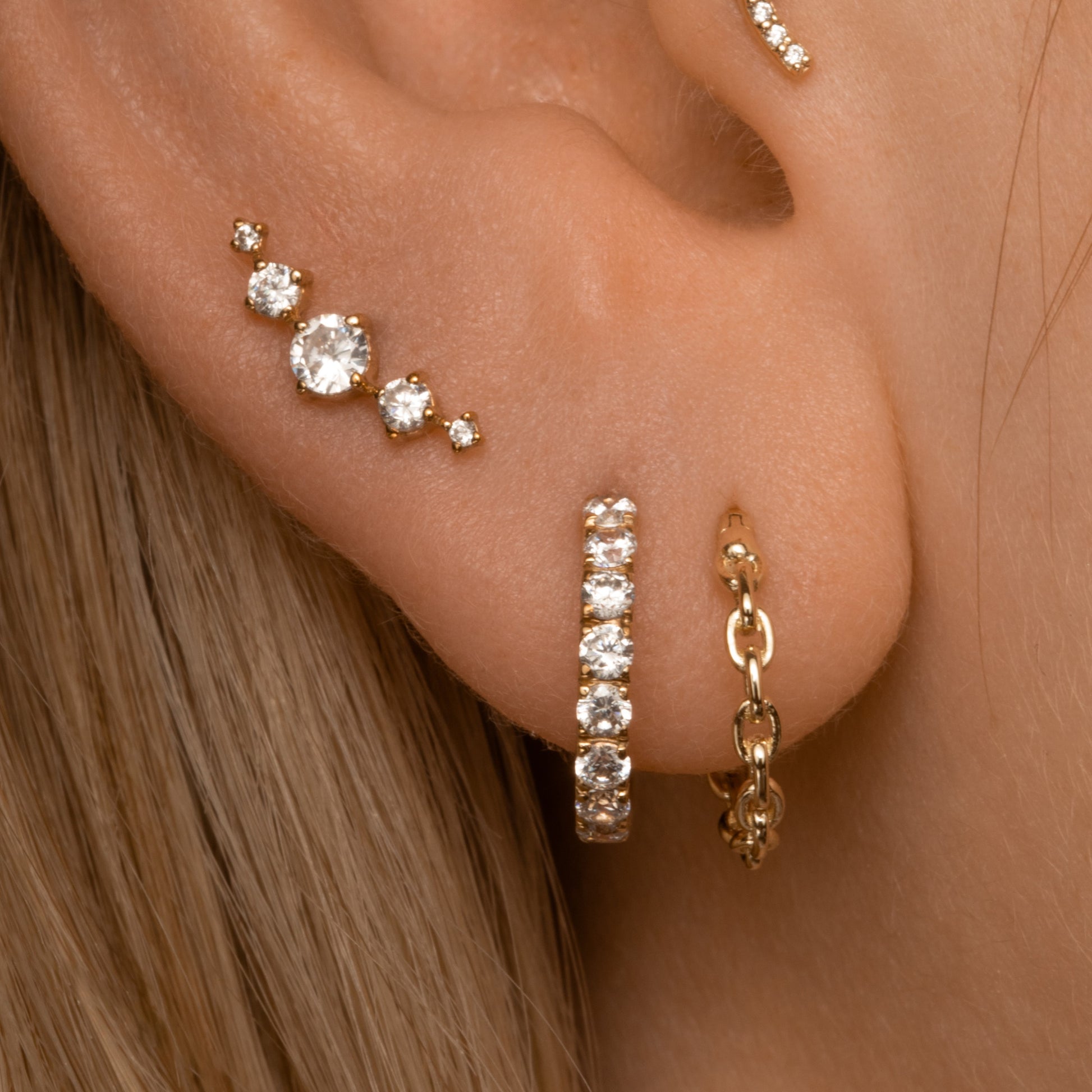 14k solid yellow gold Astraea flat back labret stud earring 8mm Cartilage Studs Laura Bond Maria Tash astrid miyu