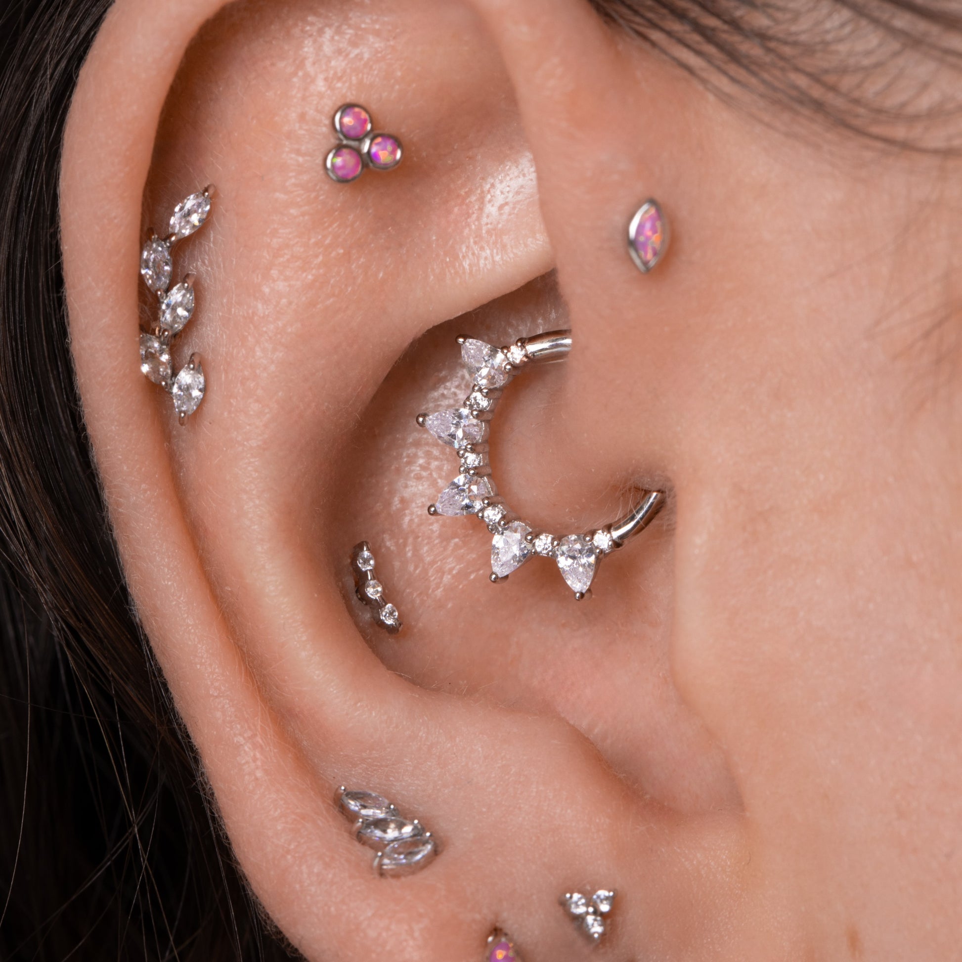 astrid miyu 14k solid white gold 9mm Dreamer pear cut hoop daith or septum Laura Bond