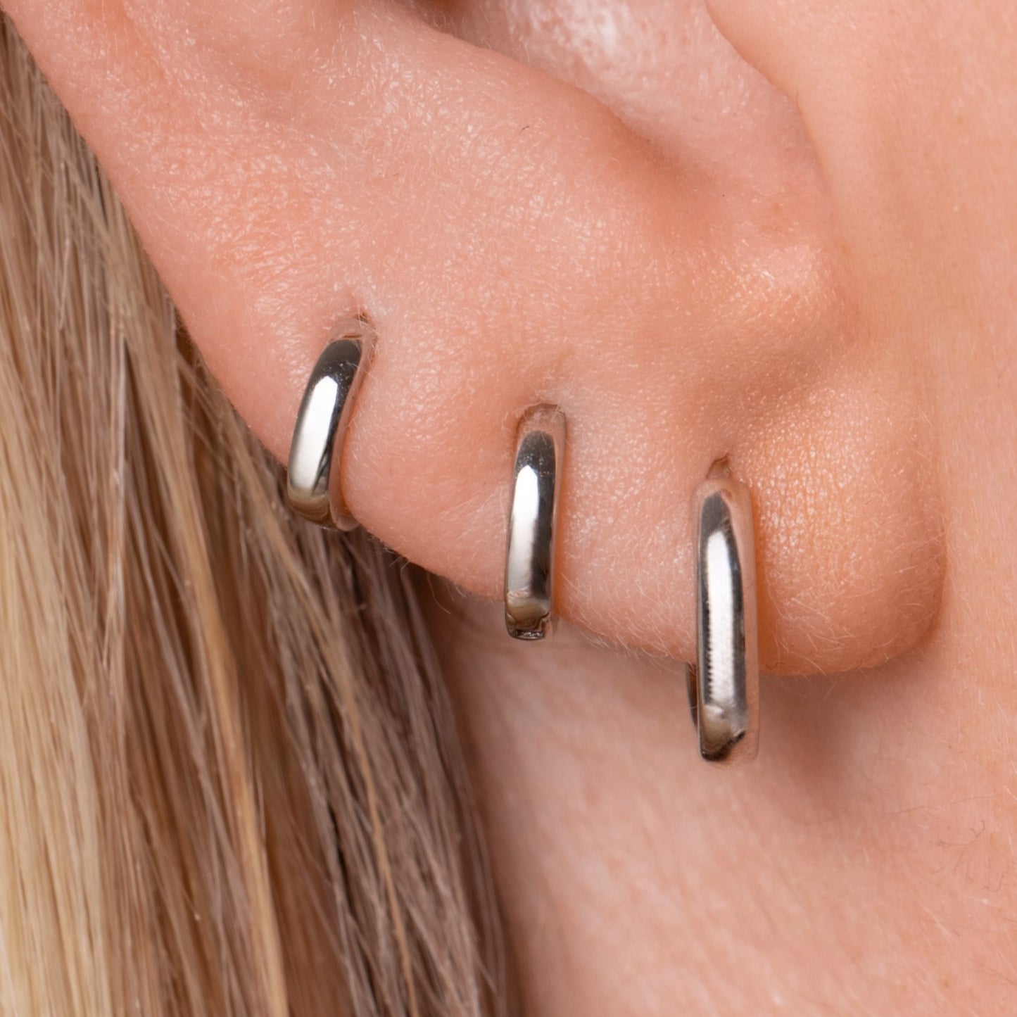 9k solid white gold 6mm simple mini huggie earring Huggies and Hoops Laura Bond Maria Tash astrid miyu