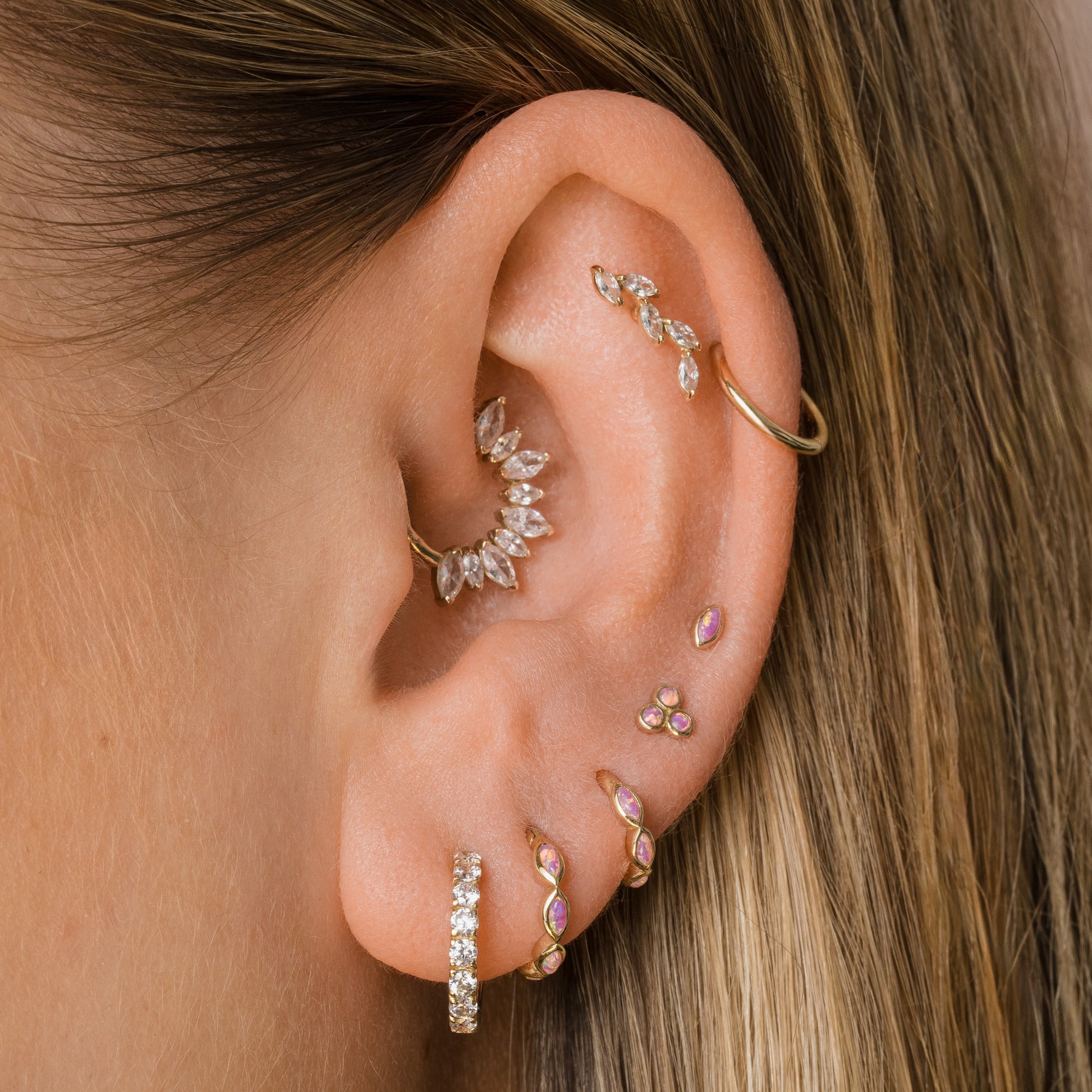 14k solid yellow gold 8mm 16g clicker hoop earring Huggies and Hoops Laura Bond Maria Tash