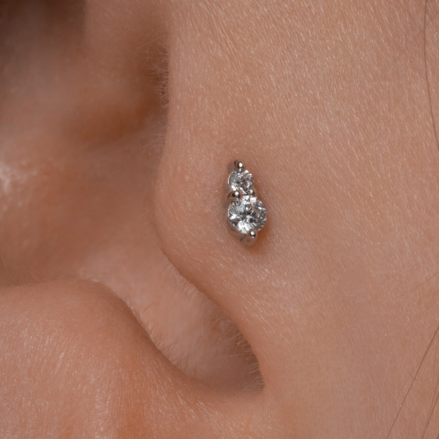 astrid miyu The Elara stacking set - 9k solid white gold flat back labret stud earring set Stacking Sets Laura Bond