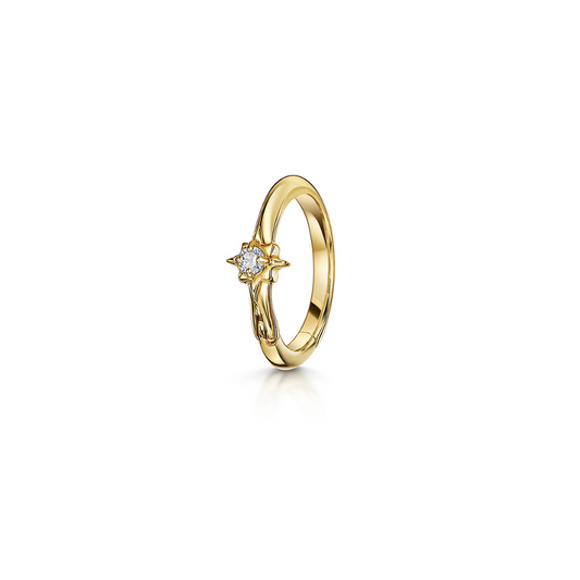 9k solid yellow gold North Star mini 6mm clicker hoop earring