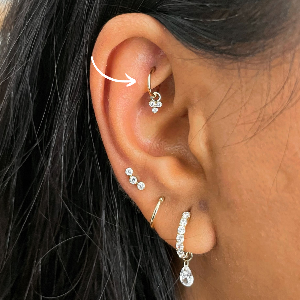 Hoop in rook top piercing