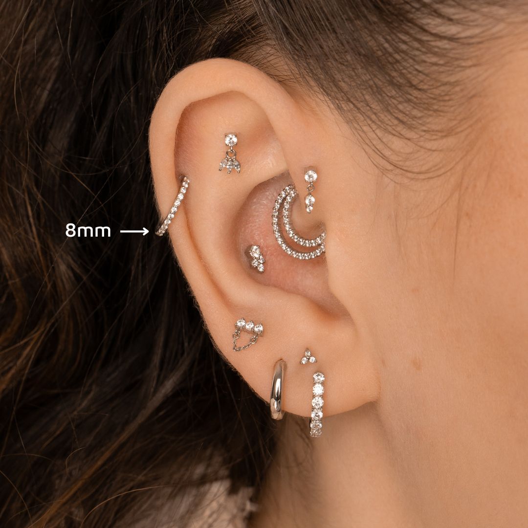 9k solid white gold crystal clicker hoop earring Huggies and Hoops Laura Bond Maria Tash astrid miyu