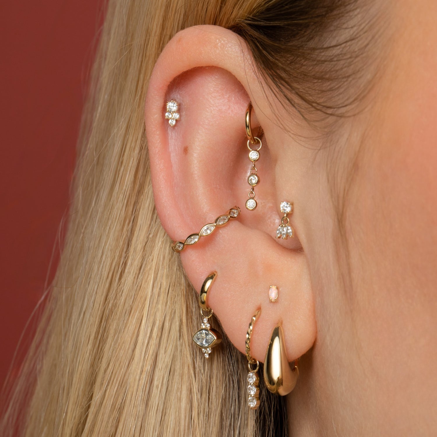 Charmed by Laura Bond - 9k solid yellow gold beaded droplet earring charm Chains and Charms Laura Bond Maria Tash