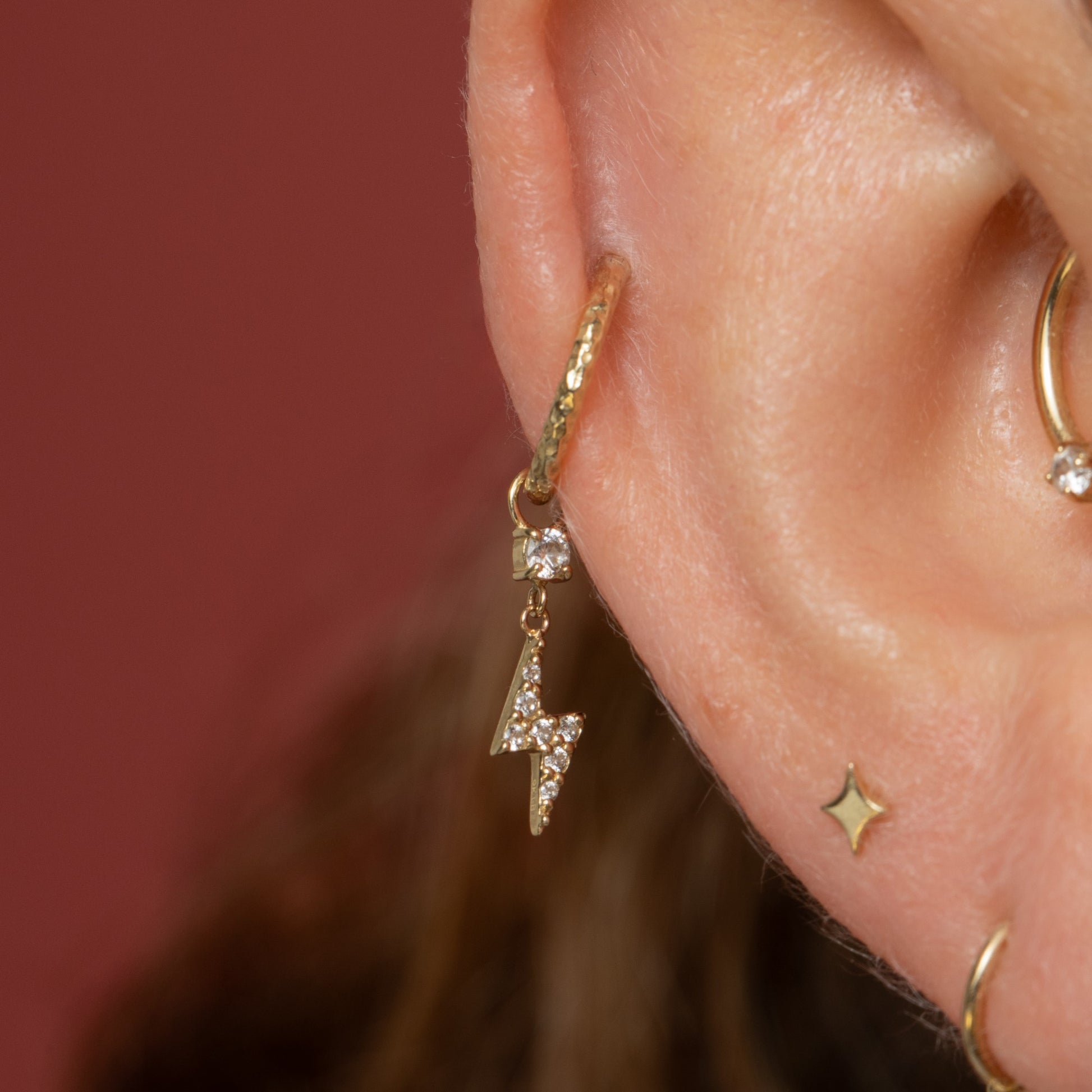 Charmed by Laura Bond - 9k solid yellow gold lightning bolt earring charm Chains and Charms Laura Bond Maria Tash astrid miyu