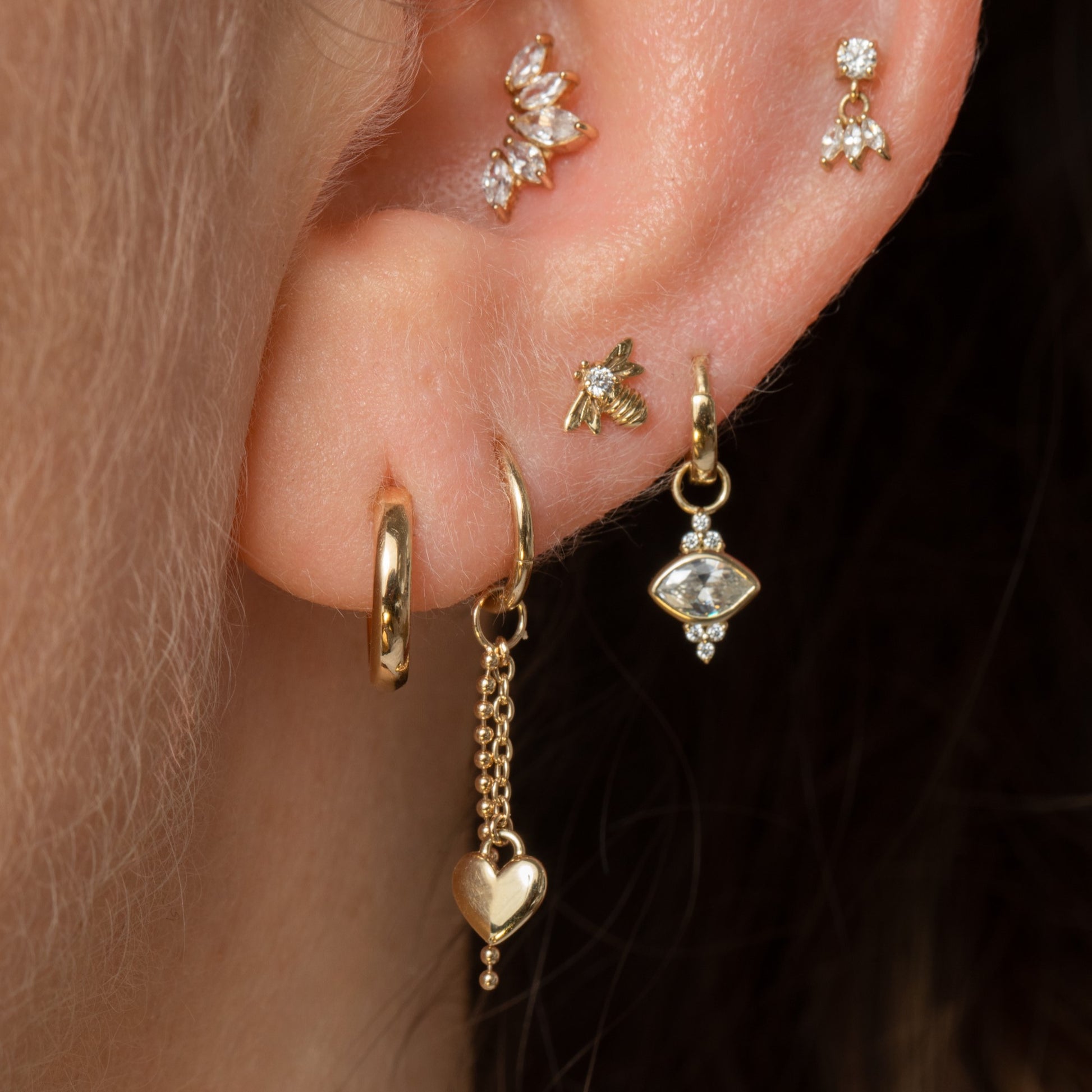 Charmed by Laura Bond - 9k solid yellow gold Loved Up earring charm Chains and Charms Laura Bond Maria Tash astrid miyu