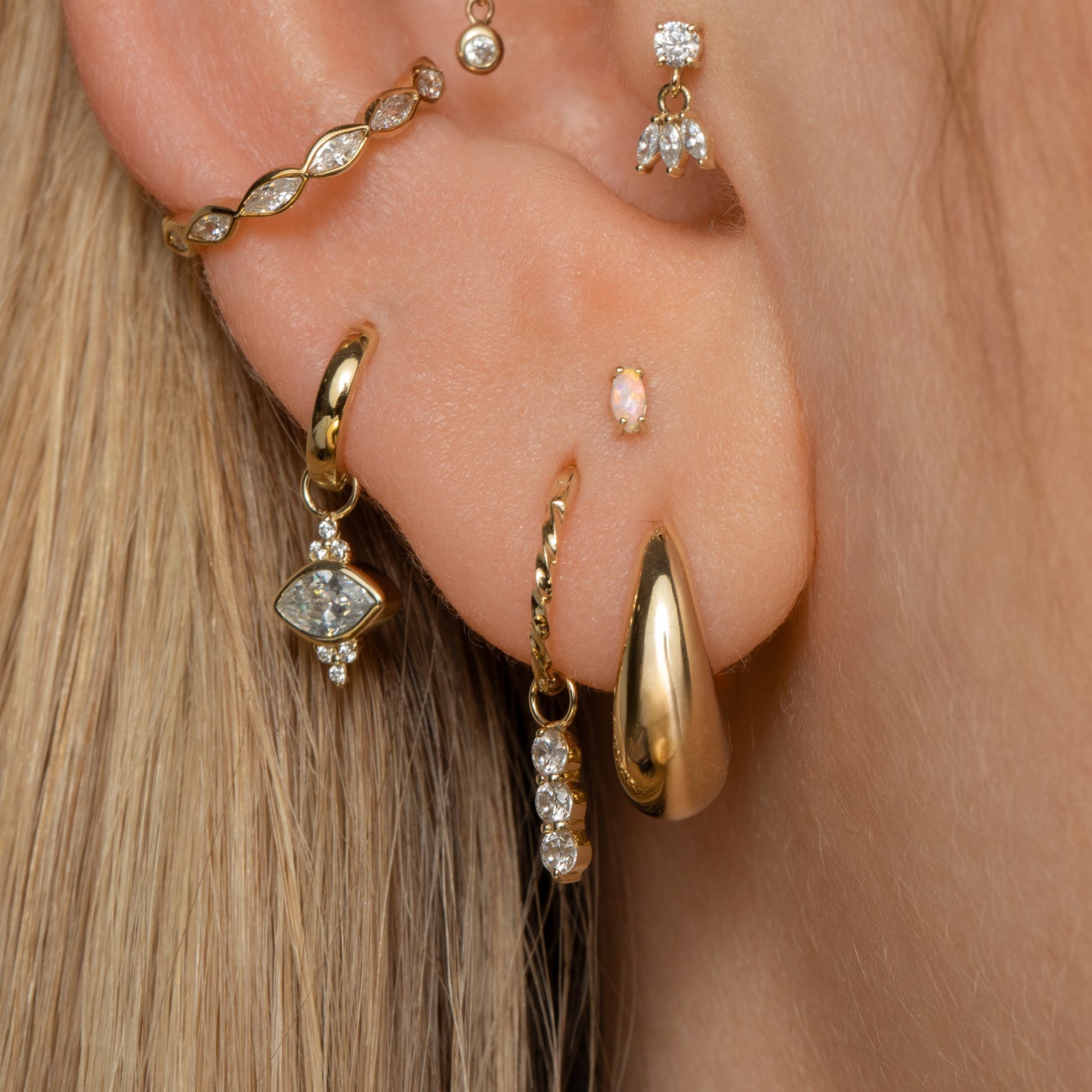 Charmed by Laura Bond - 9k solid yellow gold trio marquise earring charm Chains and Charms Laura Bond Maria Tash astrid miyu