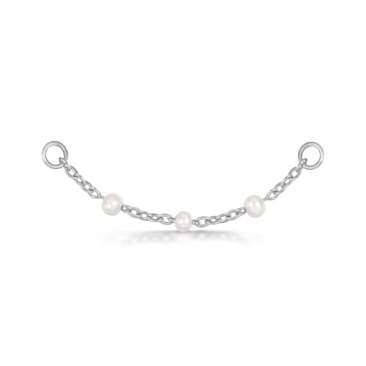 9k solid white gold pearl chain charm