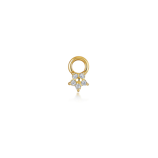 9k solid yellow gold tiny flower charm