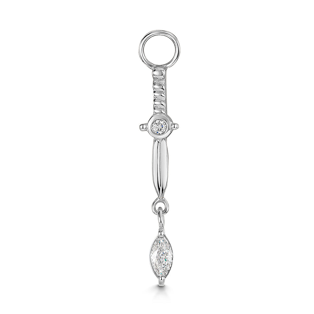 astrid miyu 9k solid white gold Dagger marquise drop earring charm Chains and Charms Laura Bond