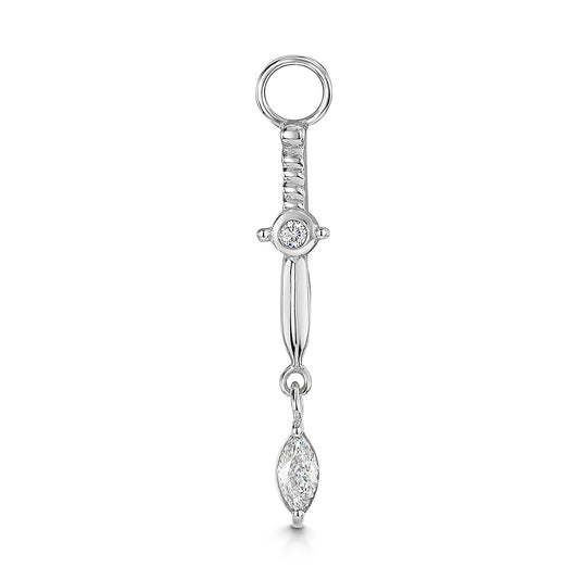 astrid miyu 9k solid white gold Dagger marquise drop earring charm Chains and Charms Laura Bond