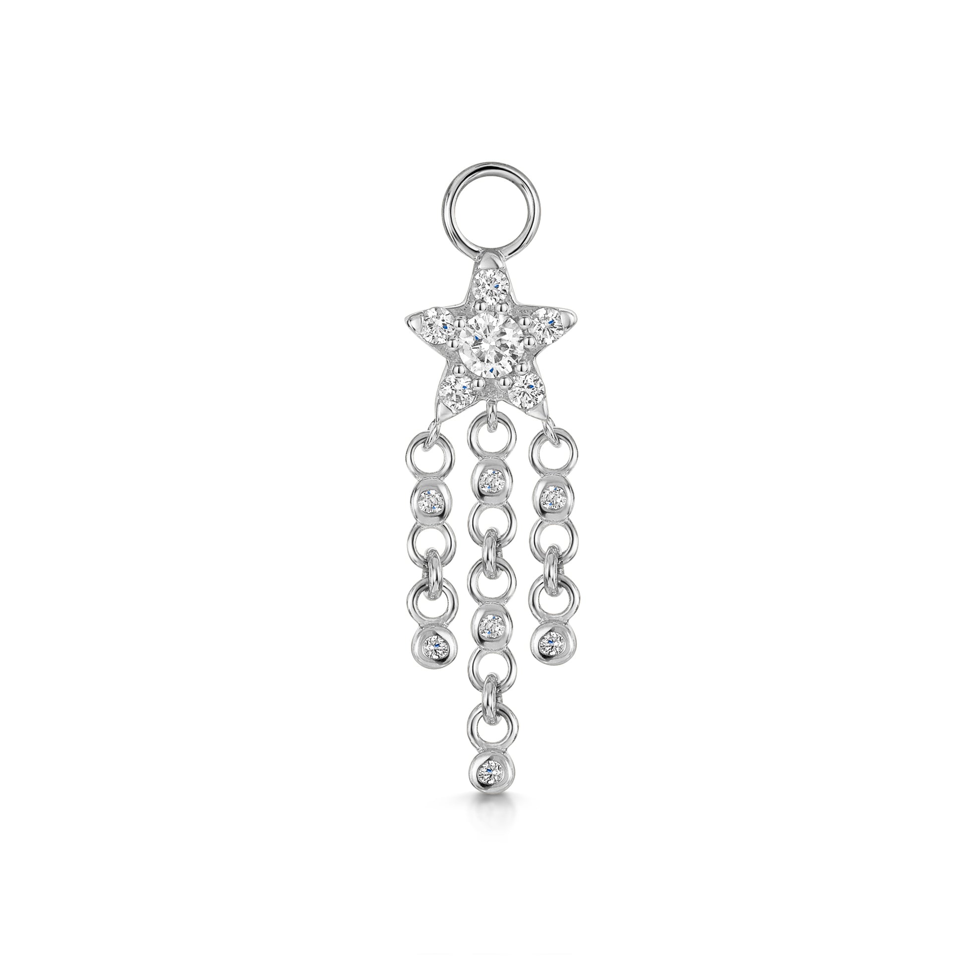 astrid miyu 9k solid white gold Shooting Star drop earring charm Chains and Charms Laura Bond