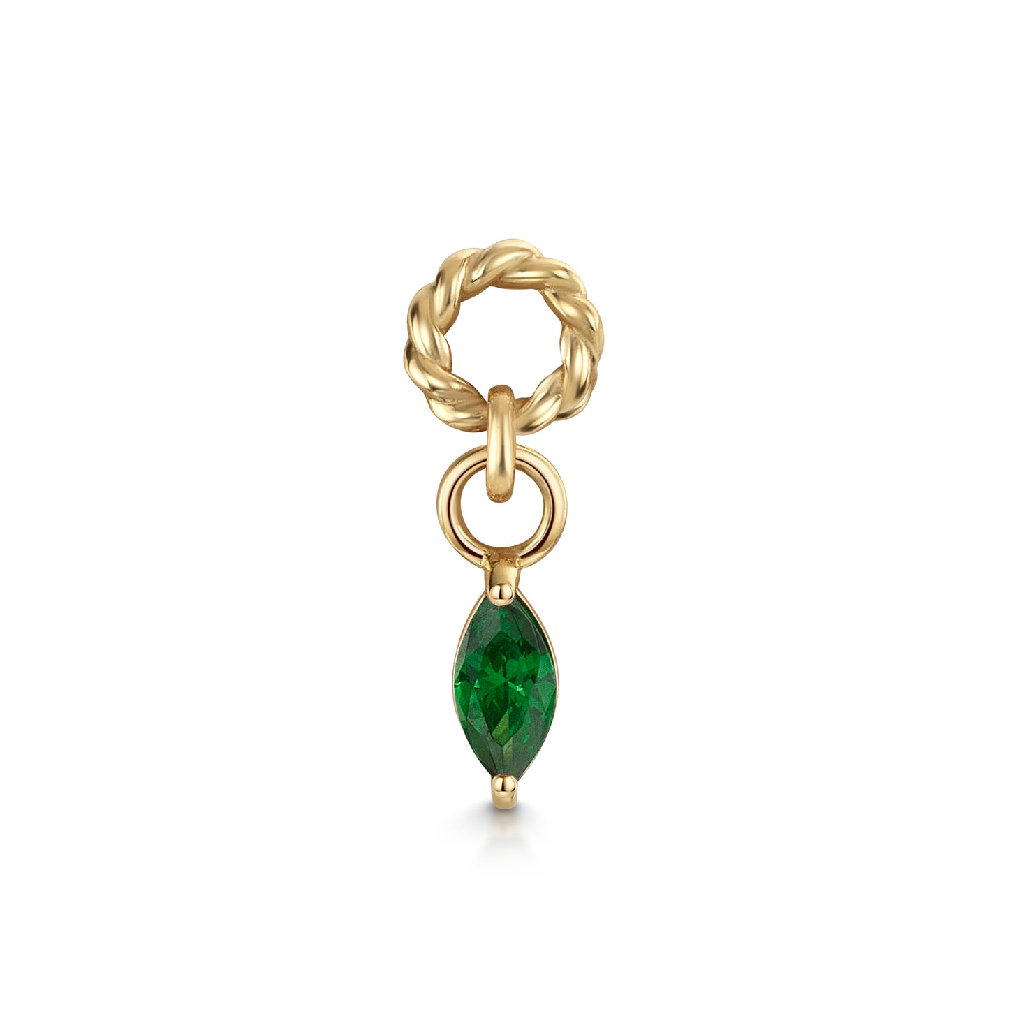 astrid miyu 9k solid yellow gold twisted Cressida green earring charm Chains and Charms Laura Bond