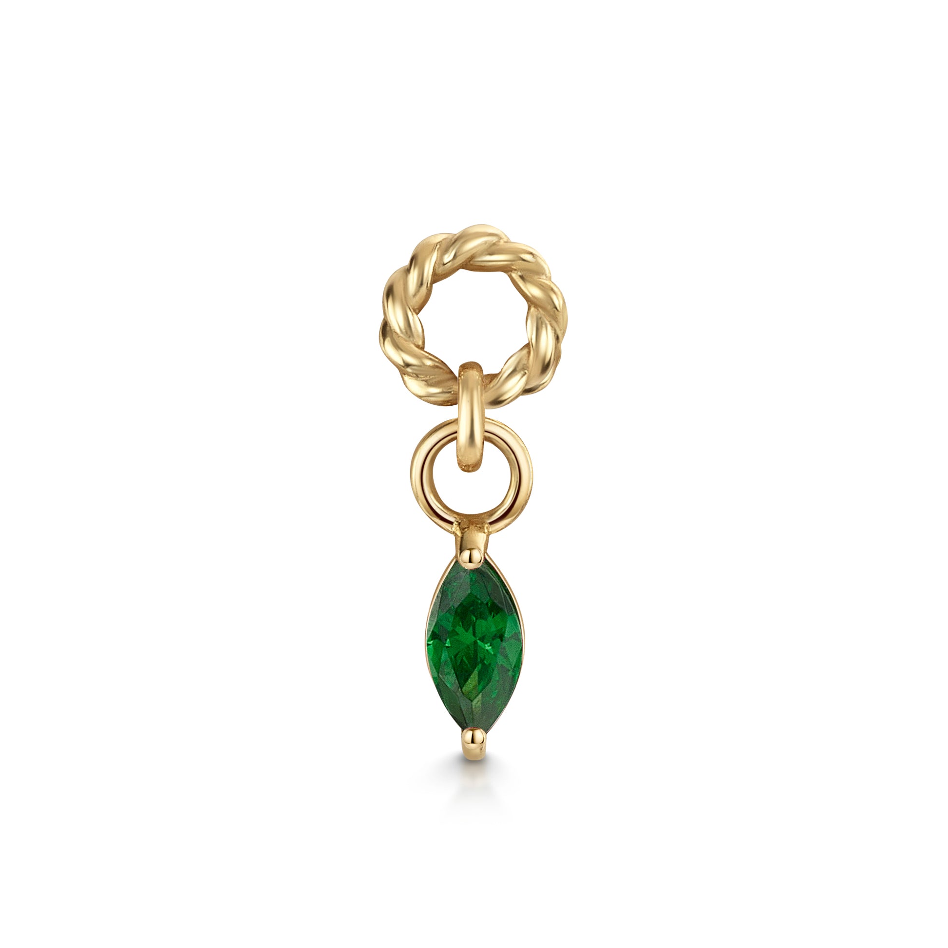 astrid miyu 9k solid yellow gold twisted Cressida green earring charm Chains and Charms Laura Bond