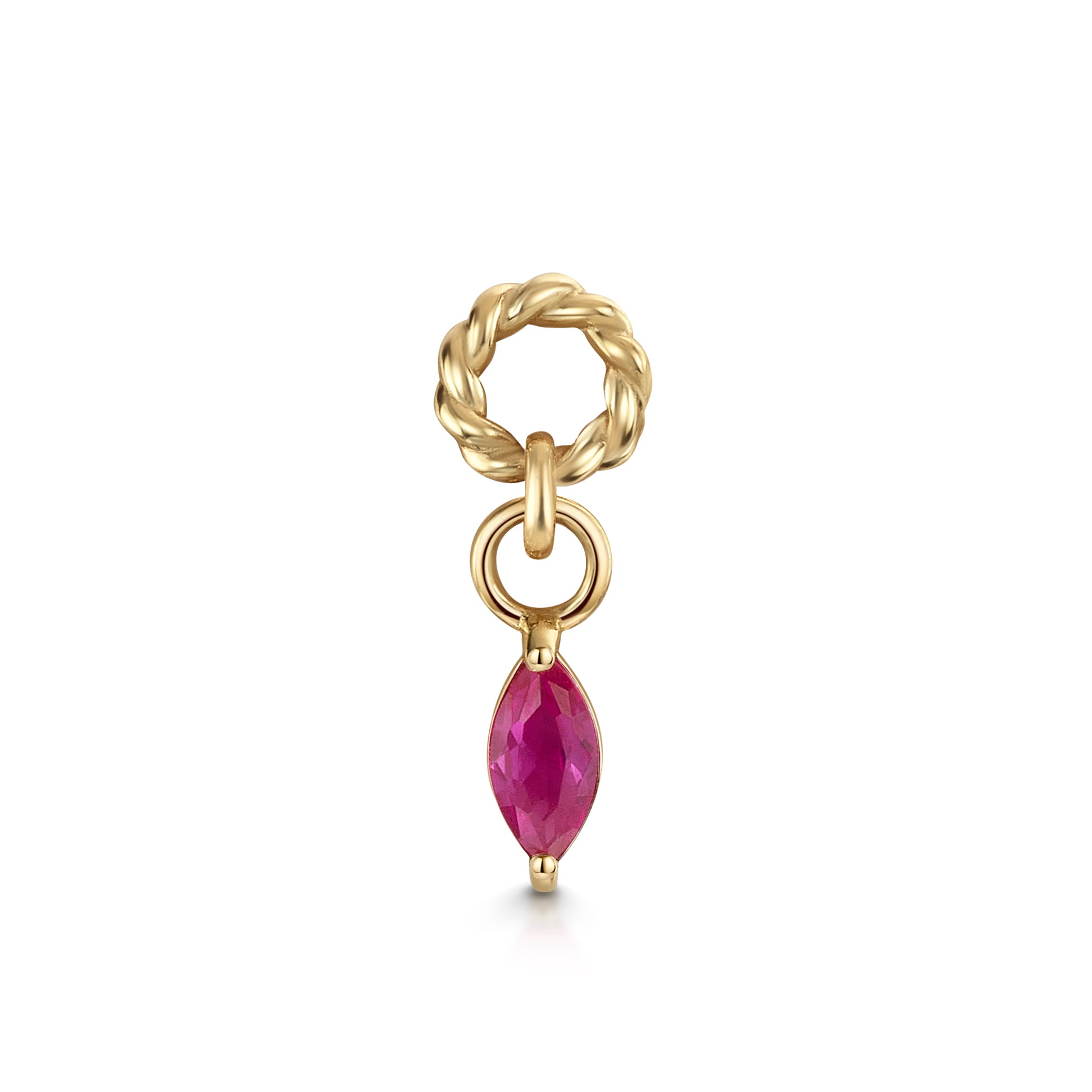 astrid miyu 9k solid yellow gold twisted Cressida red earring charm Chains and Charms Laura Bond