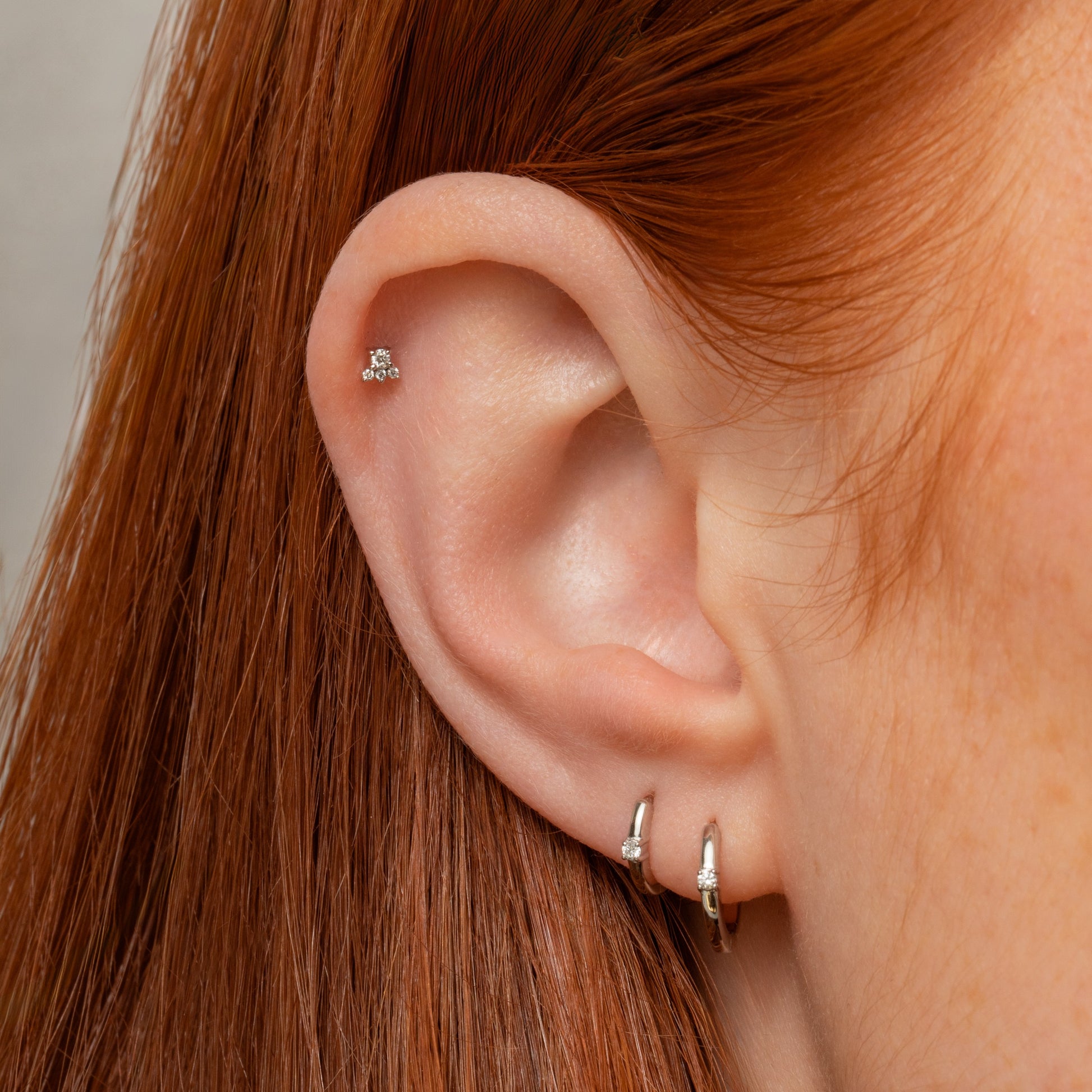 Diamonds by Laura Bond - 14k solid white gold diamond huggie hoop 6mm Huggies and Hoops Laura Bond Maria Tash astrid miyu