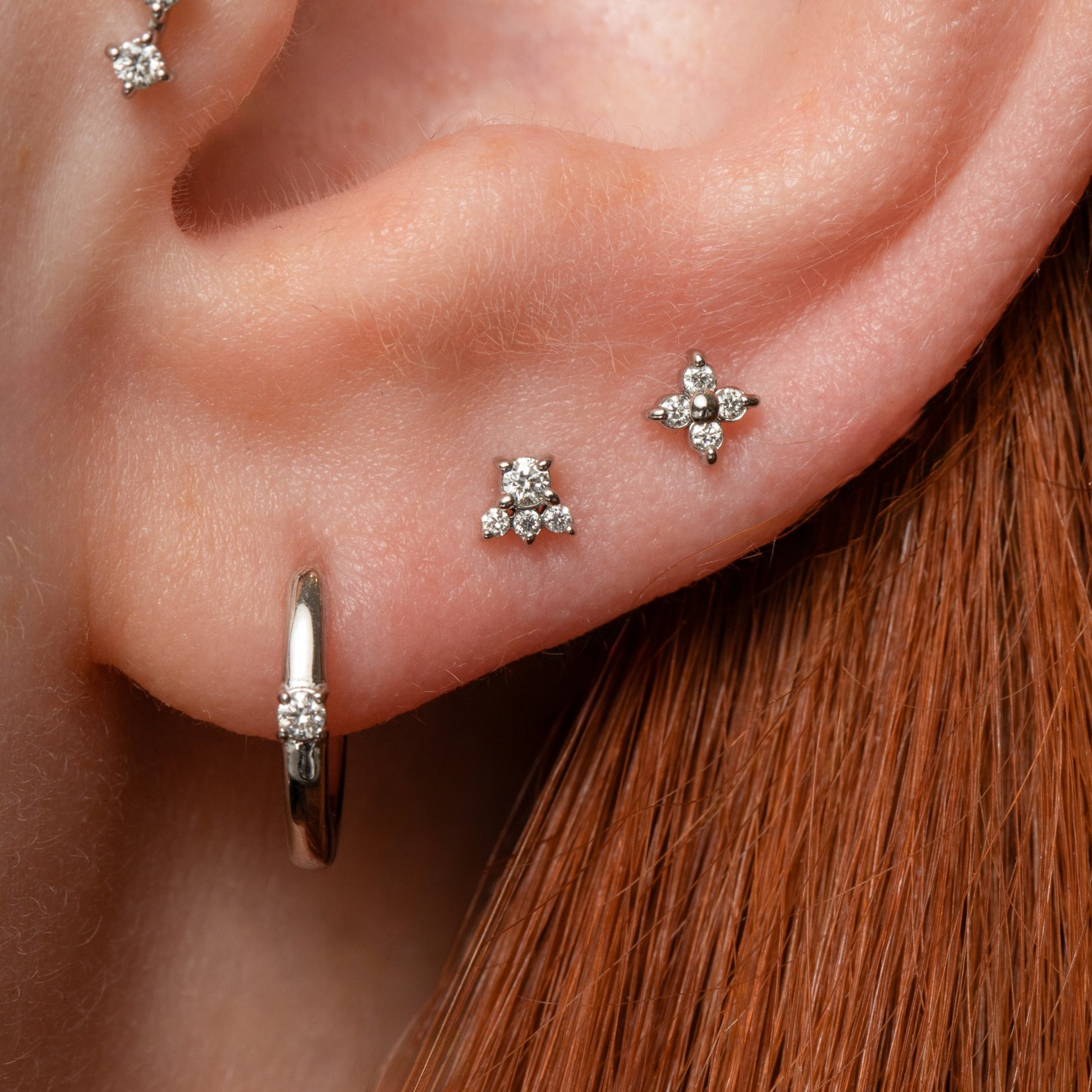 Diamonds by Laura Bond - 14k solid white gold diamond huggie hoop 8mm Huggies and Hoops Laura Bond Maria Tash astrid miyu