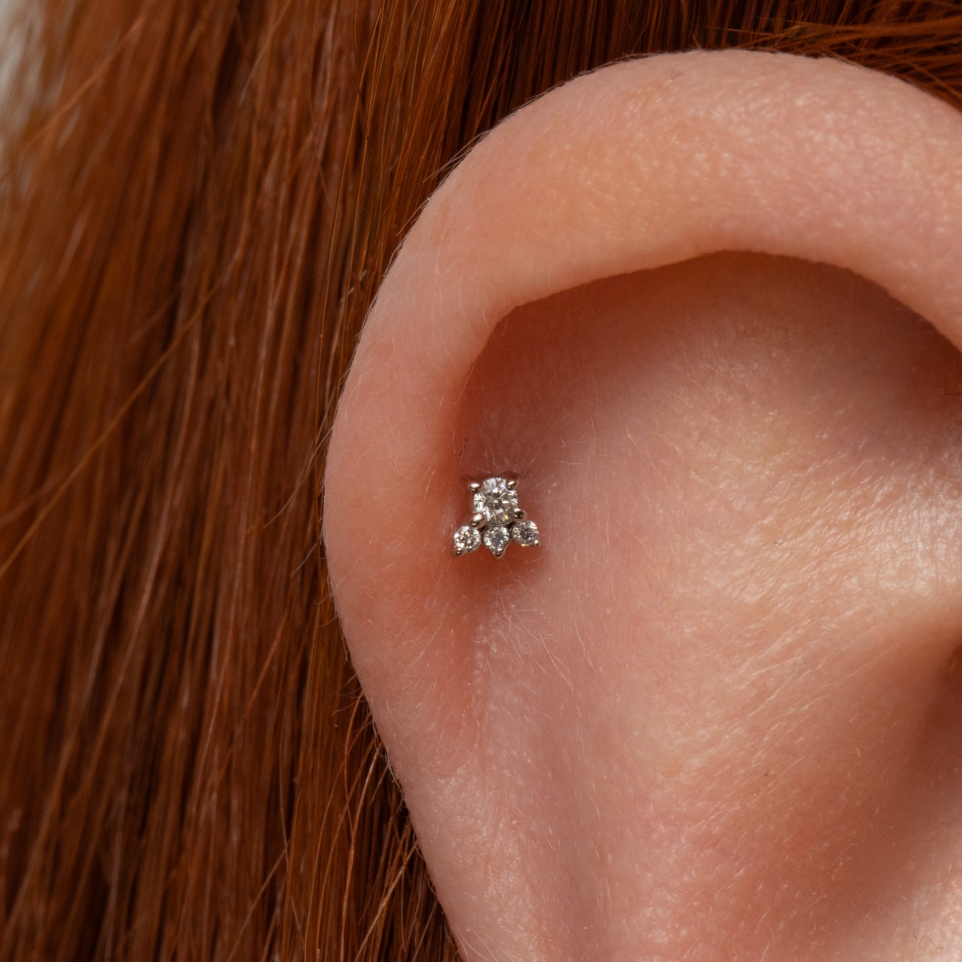 Diamonds by Laura Bond - 14k solid white gold Elsie flat back labret stud earring Cartilage Studs Laura Bond Maria Tash astrid miyu